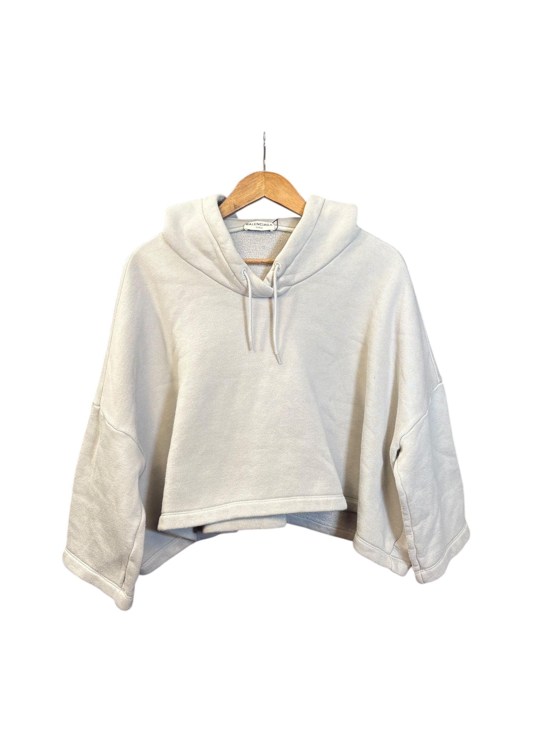 Balenciaga Grey Oversized Cropped Hoodie