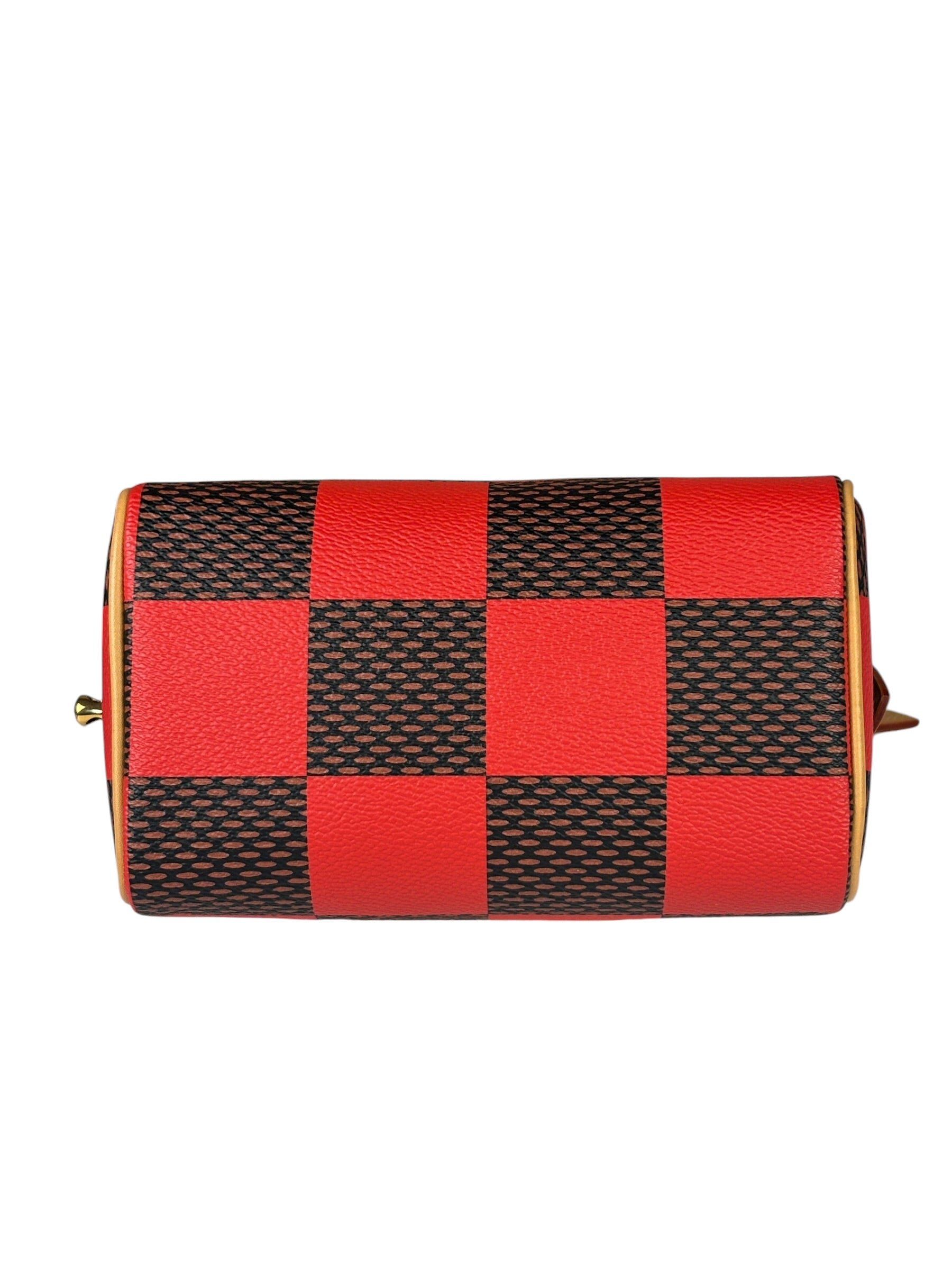 Louis Vuitton Red Pop Damier Nano Speedy Bandouliere Two-Way Bag