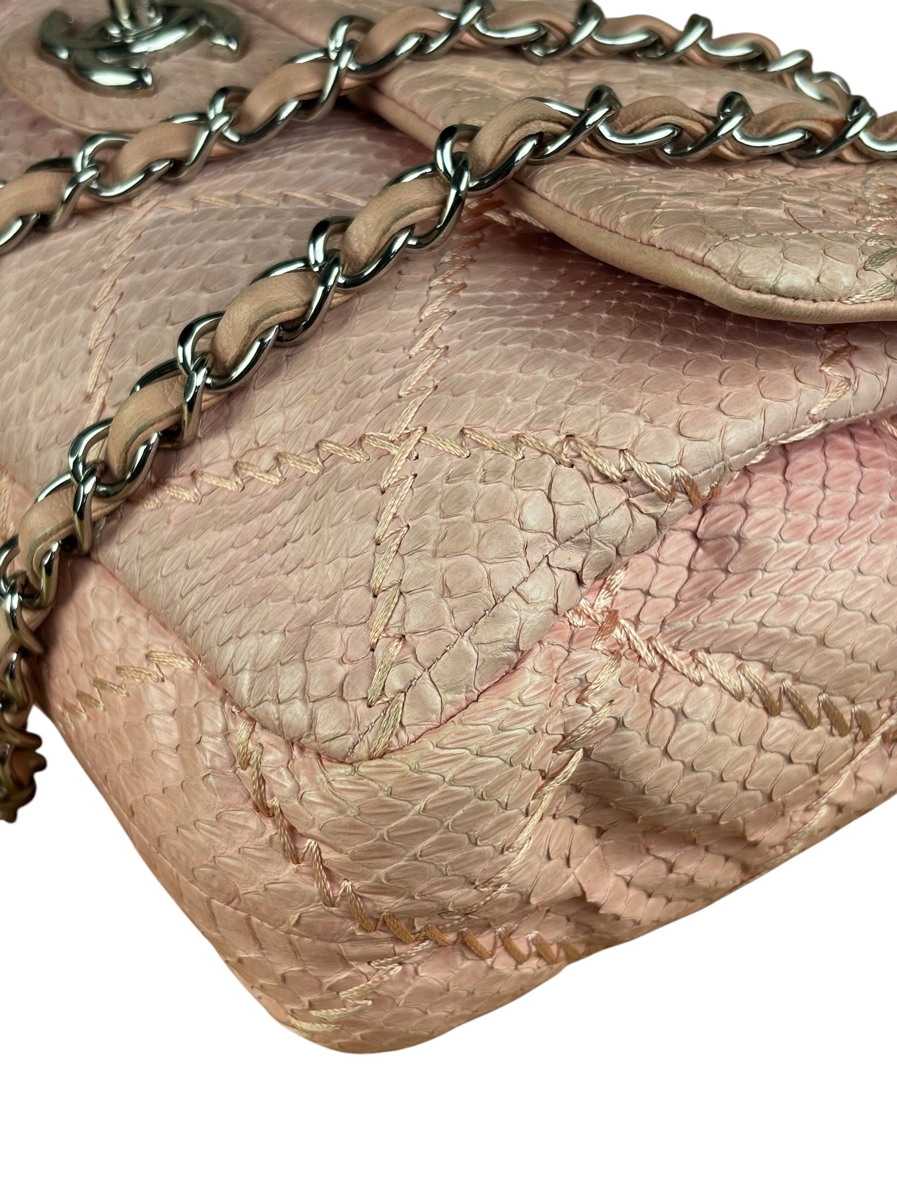 Chanel Pink Leather Small Unlimited Stitch Flap Shoulder Bag 1999