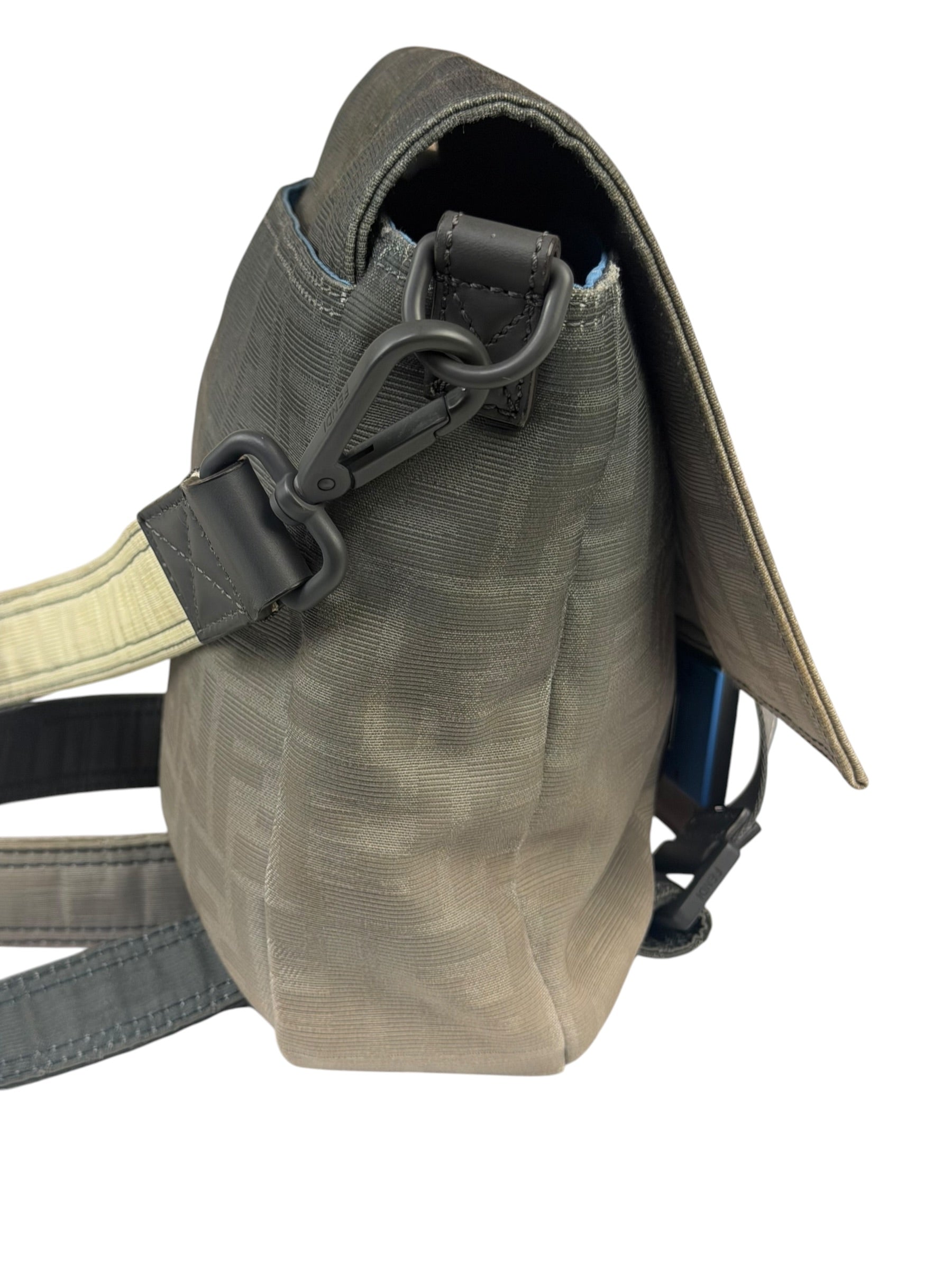 Fendi Vintage Grey Nylon Mamma Baguette Messenger Bag