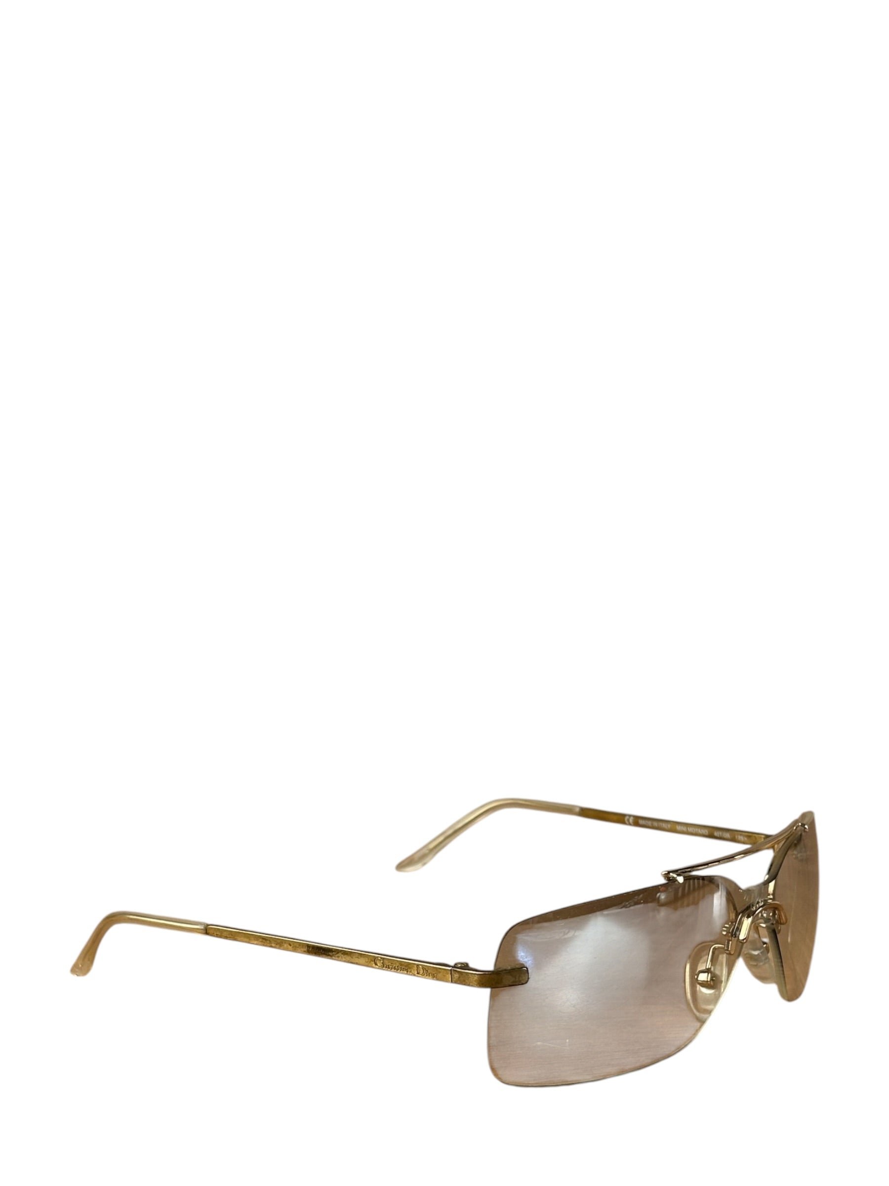 Christian Dior Vintage Gold Tone Frameless Tinted Glasses
