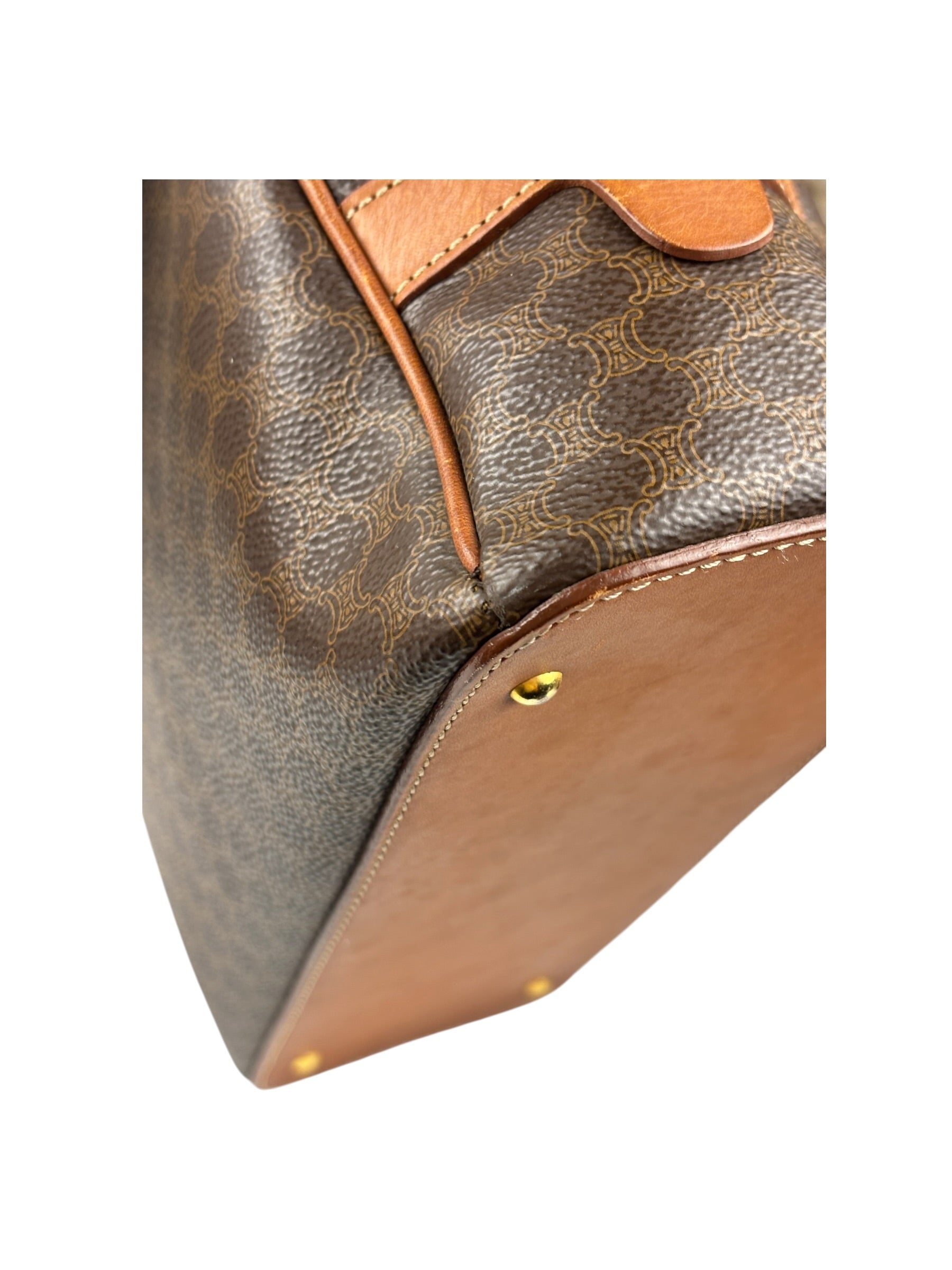 Celine Brown Leather Macadam Dome Handbag