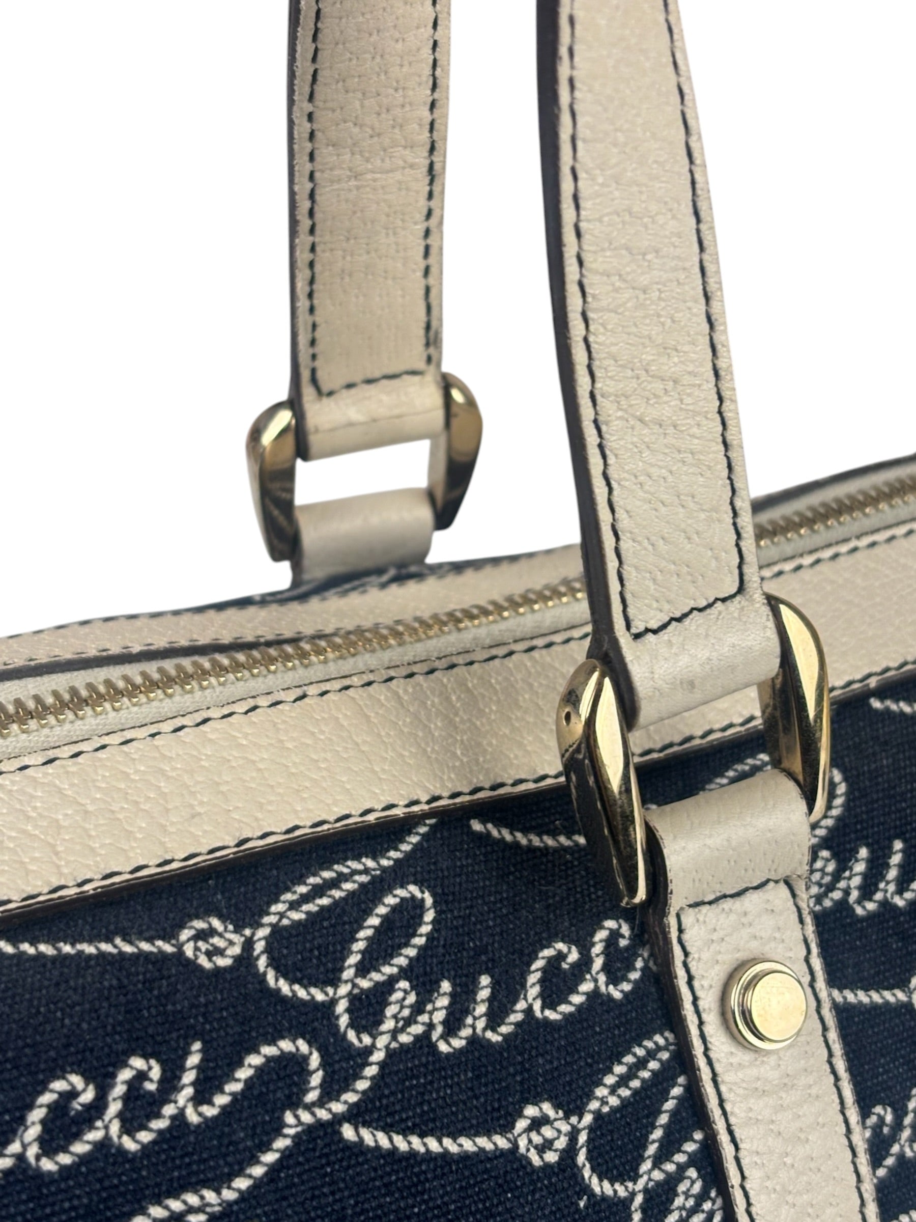 Gucci Western Logo Denim Abbey Zip Tote