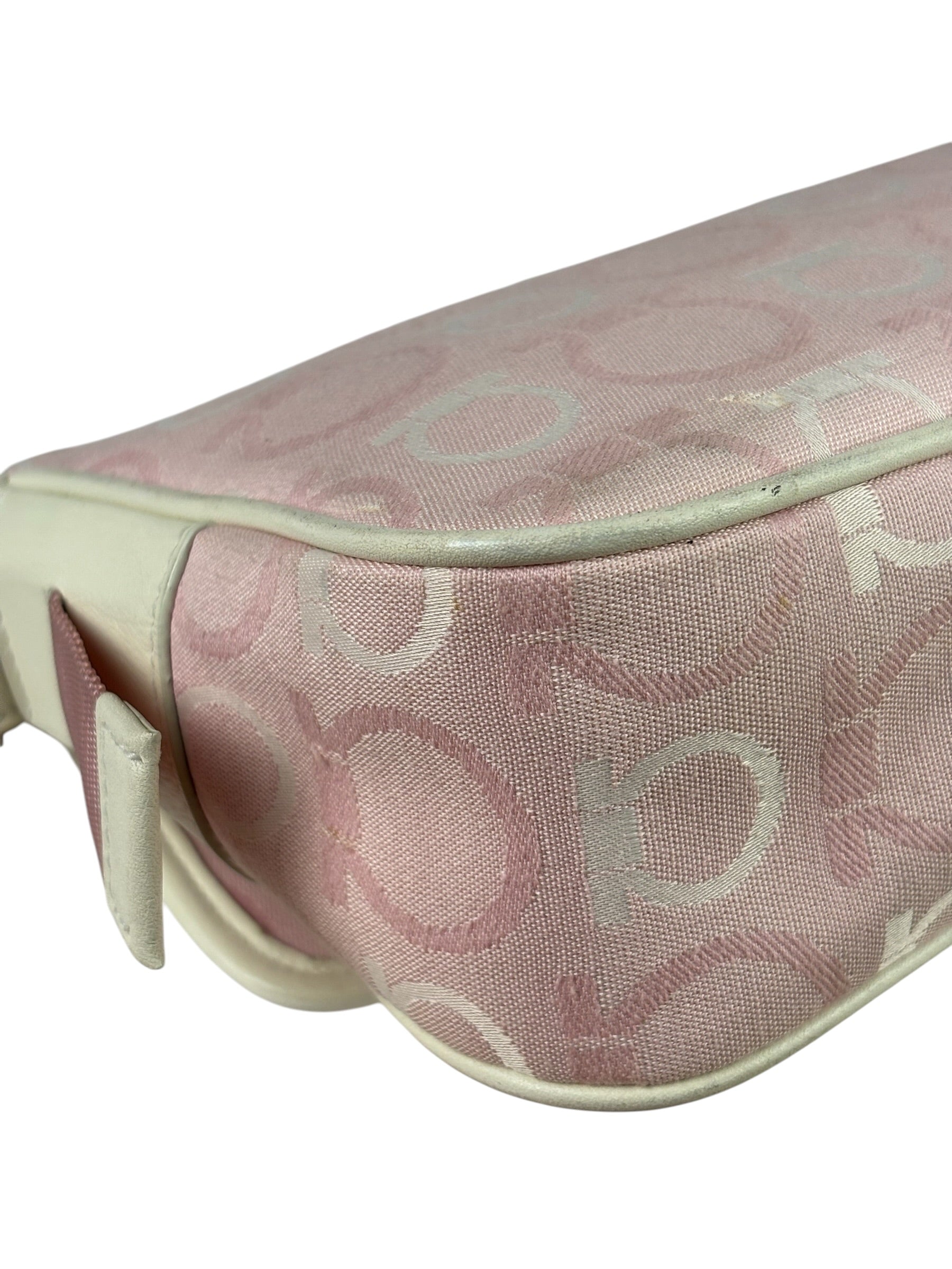 Ferragamo Pink Canvas Gancini Shoulder Bag
