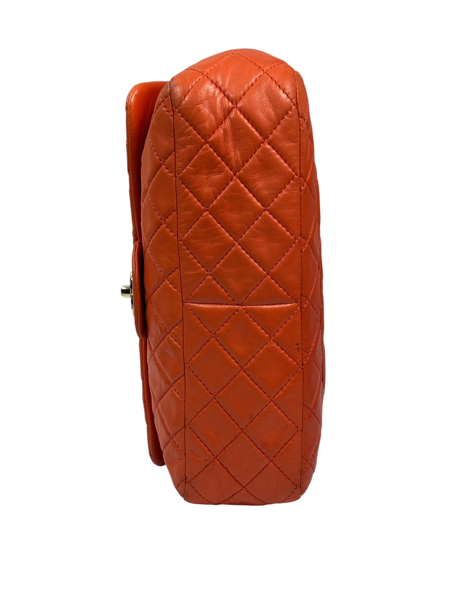 Chanel Orange Quilted Lambskin Flap Bag 2008