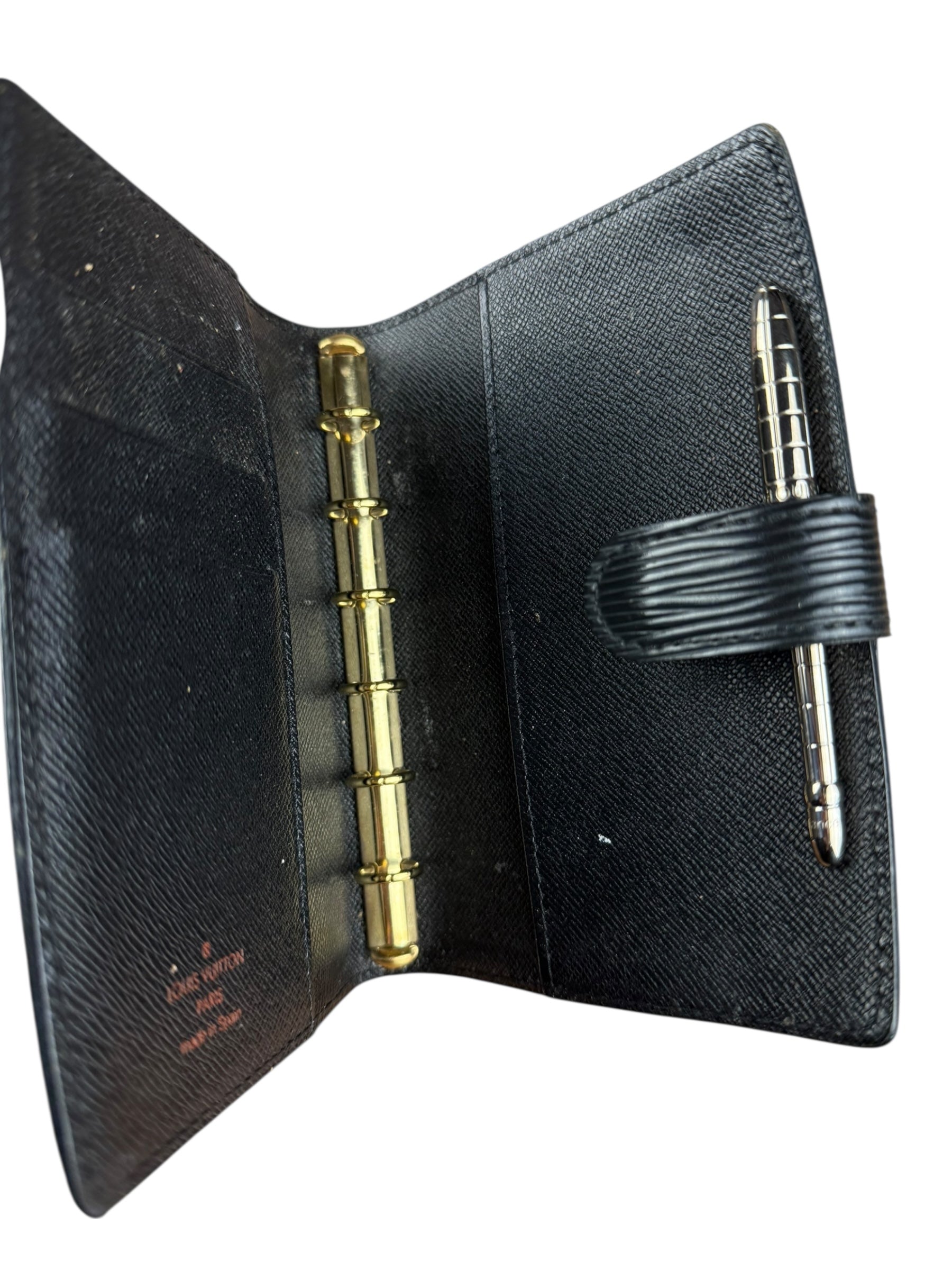 Louis Vuitton Black Epi Agenda & Silver Pen
