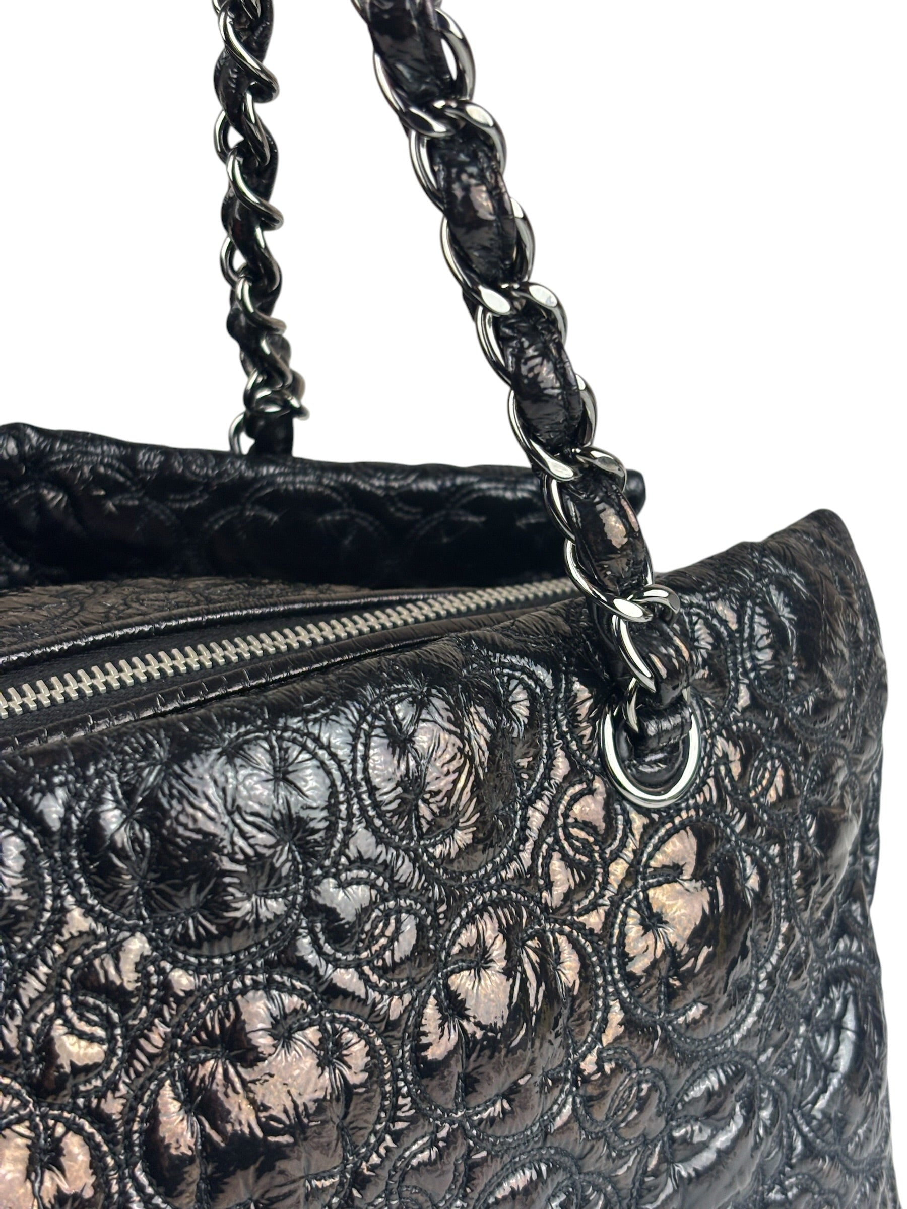 Chanel Black Leather Rock In Moscow Patent Chain Tote Bag 2008