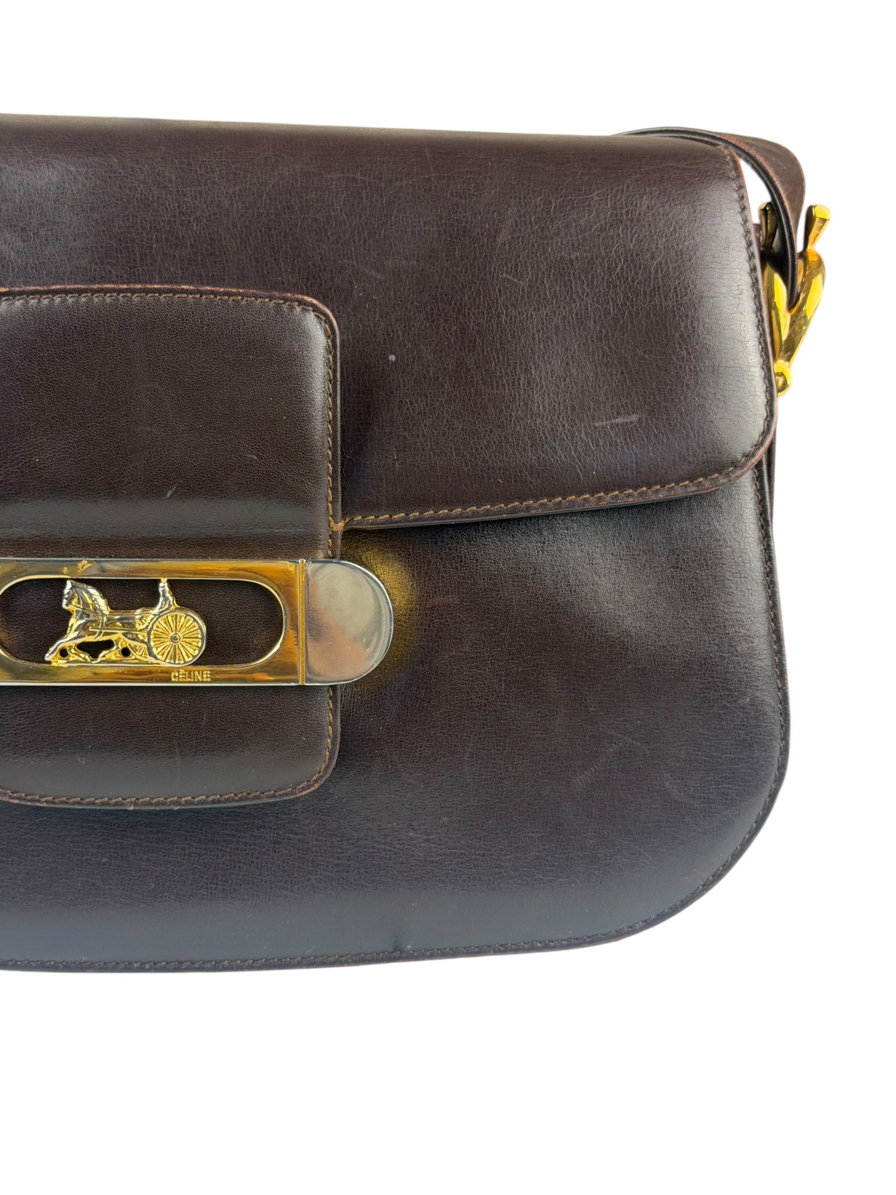 Celine Horse Carriage Dark Brown Leather Shoulder Bag