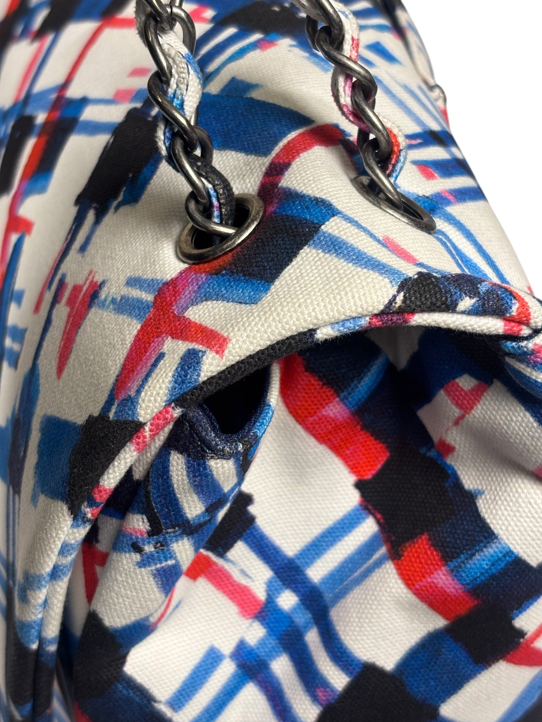 Chanel White-Multi Canvas Airline Printed XXL Travel Flap Bag 2016