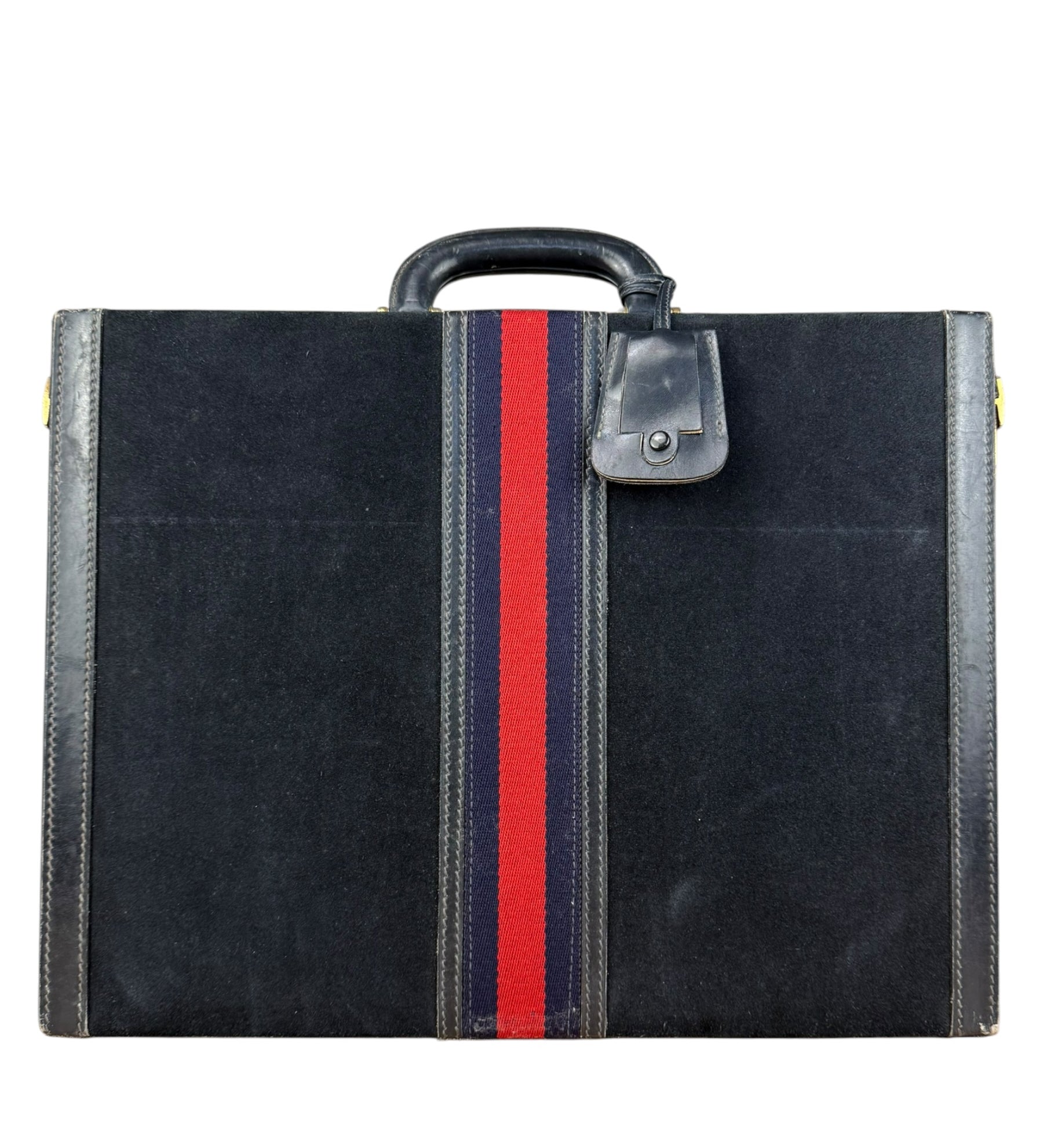 Gucci Navy Suede Vintage Briefcase