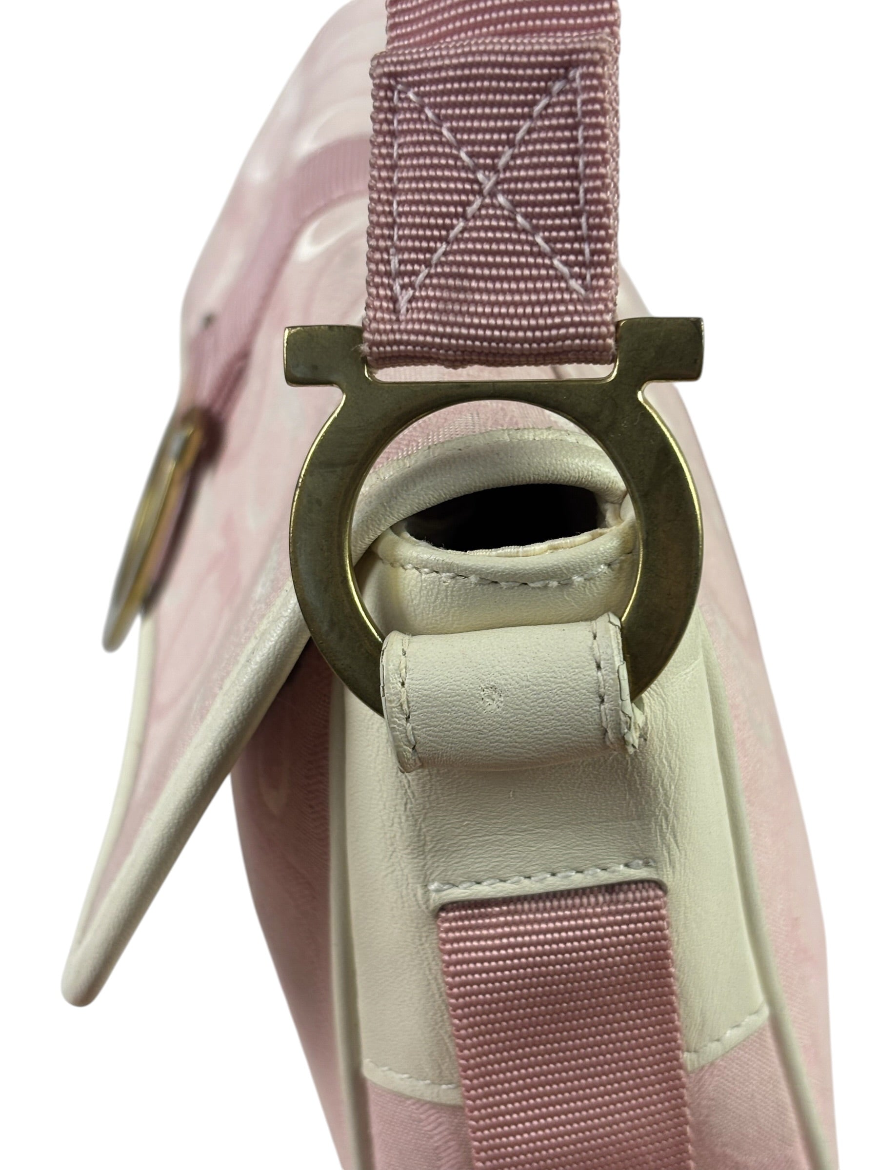 Ferragamo Pink Canvas Gancini Shoulder Bag