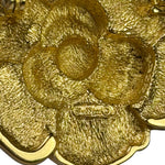 Christian Dior Signature Camellia Flower Gold Plated Crystal Pave Brooch