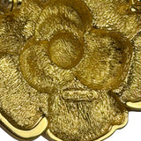 Christian Dior Signature Camellia Flower Gold Plated Crystal Pave Brooch