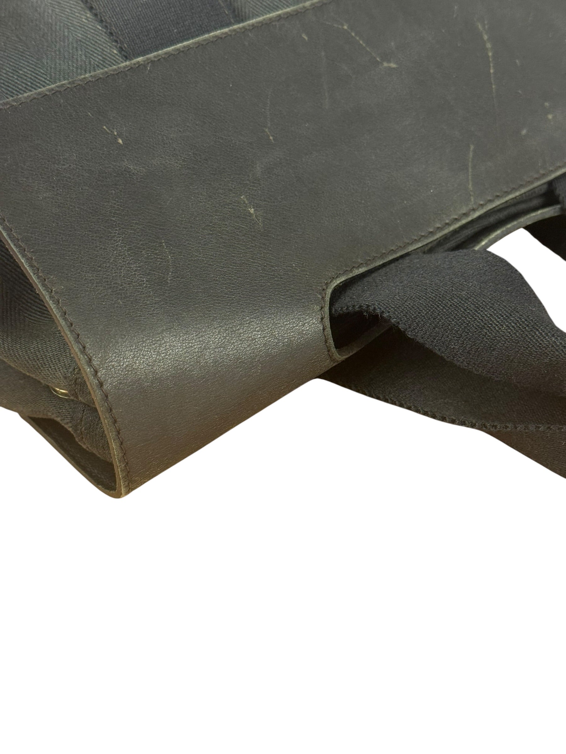 Hermes Black Canvas Leather Valparaiso Handbag