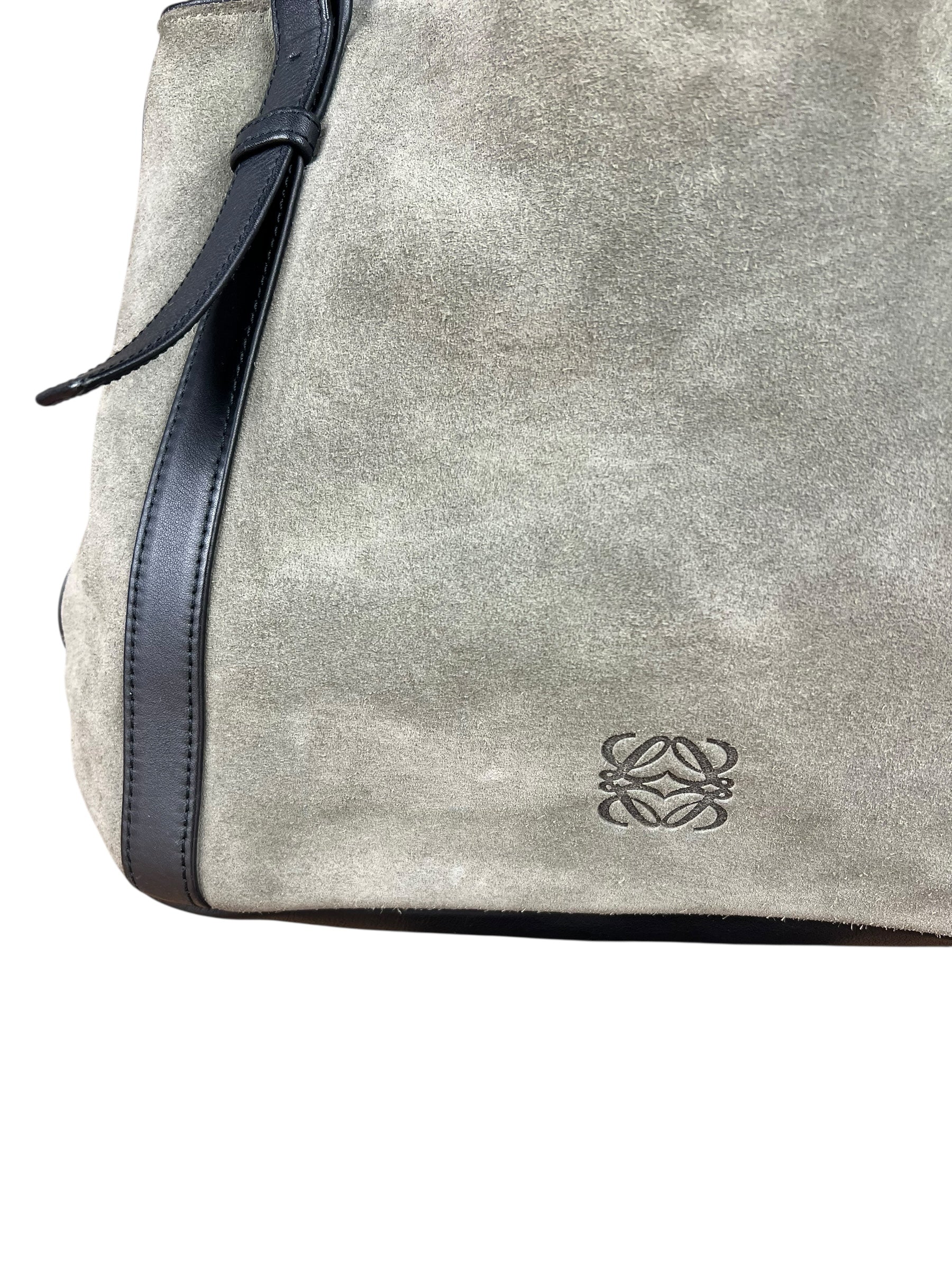 Loewe Suede Anagram Shoulder Tote Olive