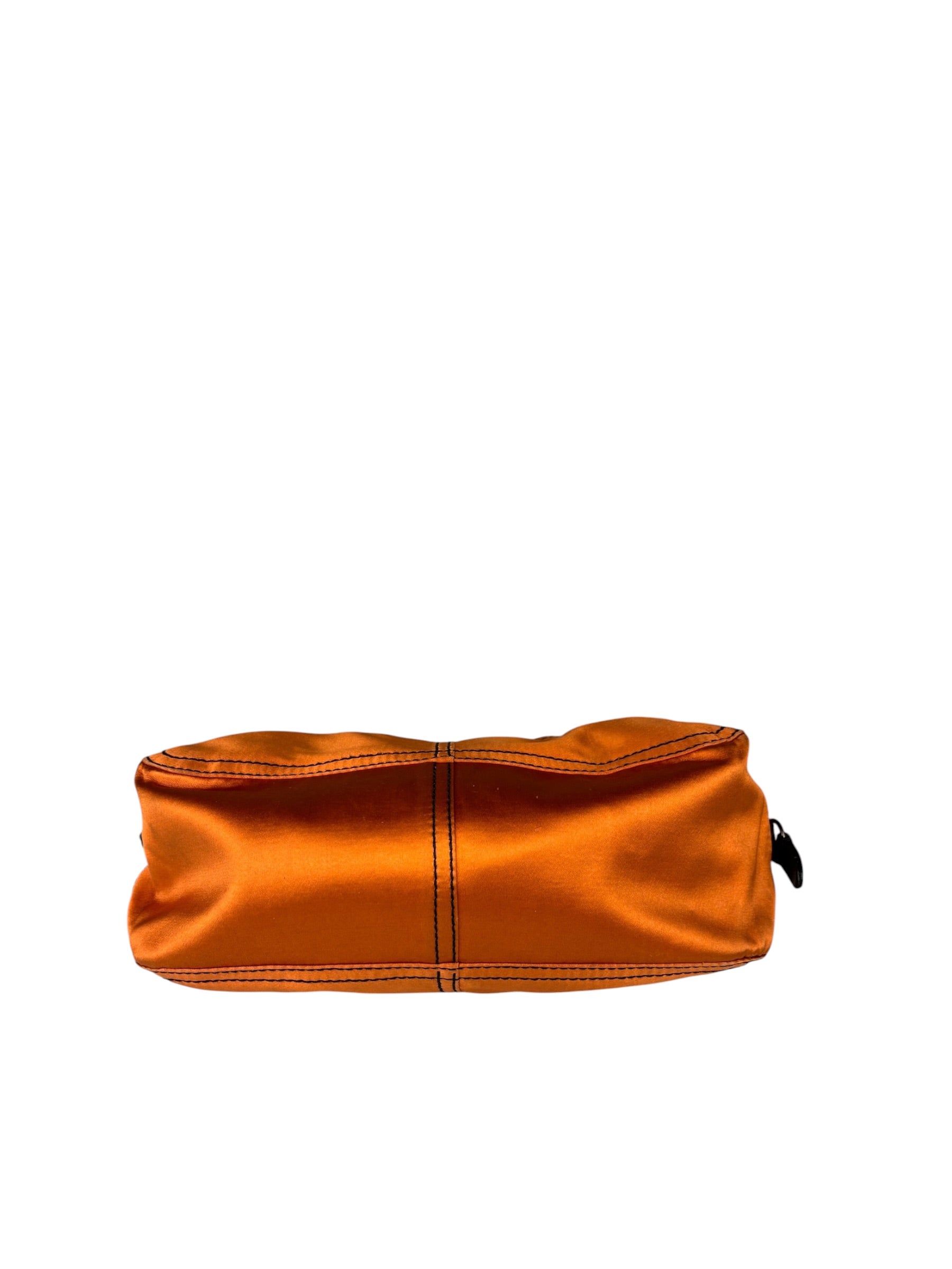 Prada Orange Satin Double Pocket Satchel Shoulder Bag