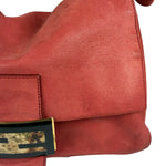 Fendi Red Leather Mamma Baguette Shoulder Bag