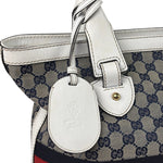 Gucci Navy Leather Trim GG Sherry Line Heritage Shoulder Bag