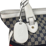 Gucci Navy Leather Trim GG Sherry Line Heritage Shoulder Bag