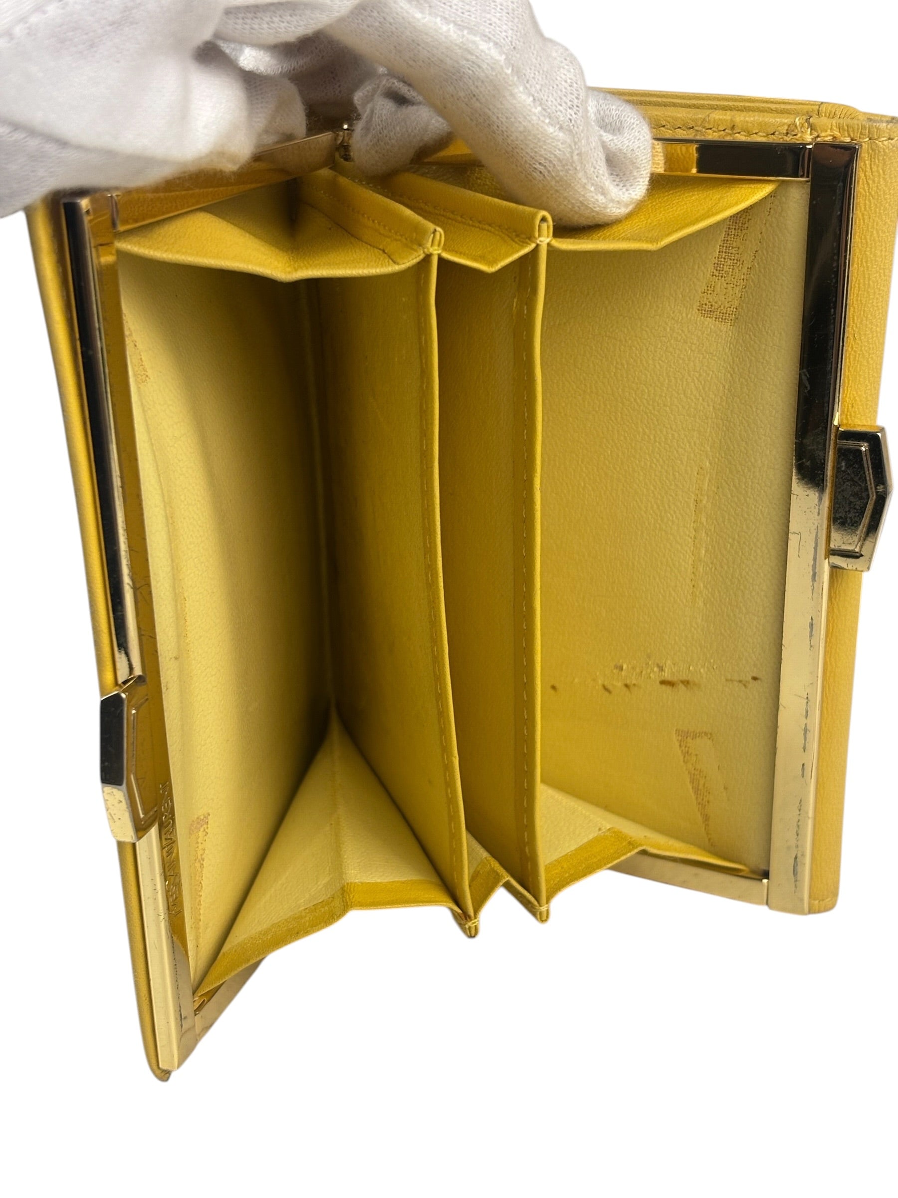 Yves Saint Laurent Yellow Leather Square Compact Wallet