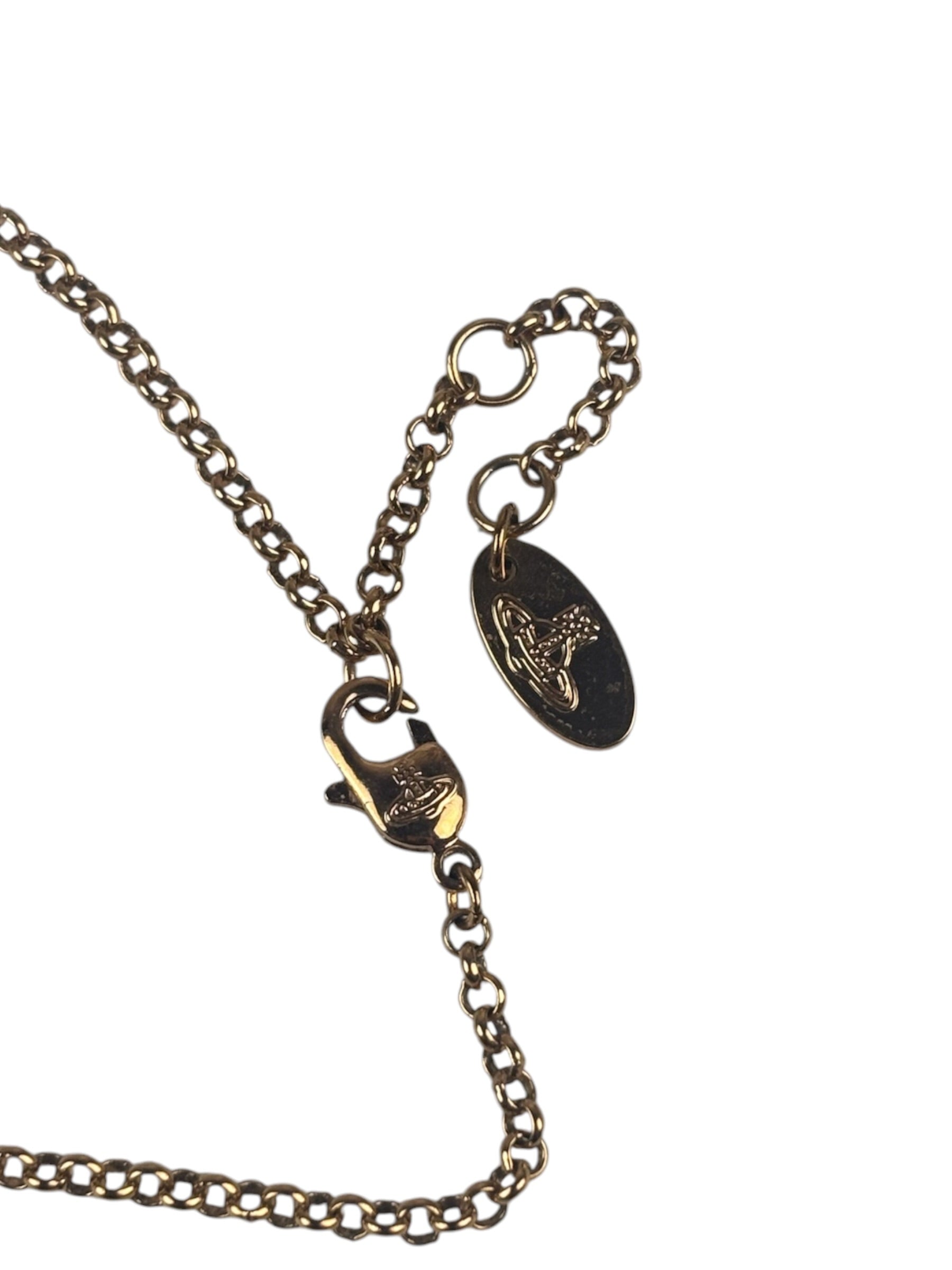Vivienne Westwood Oval Crystal Stone Medallion Pendant Necklace