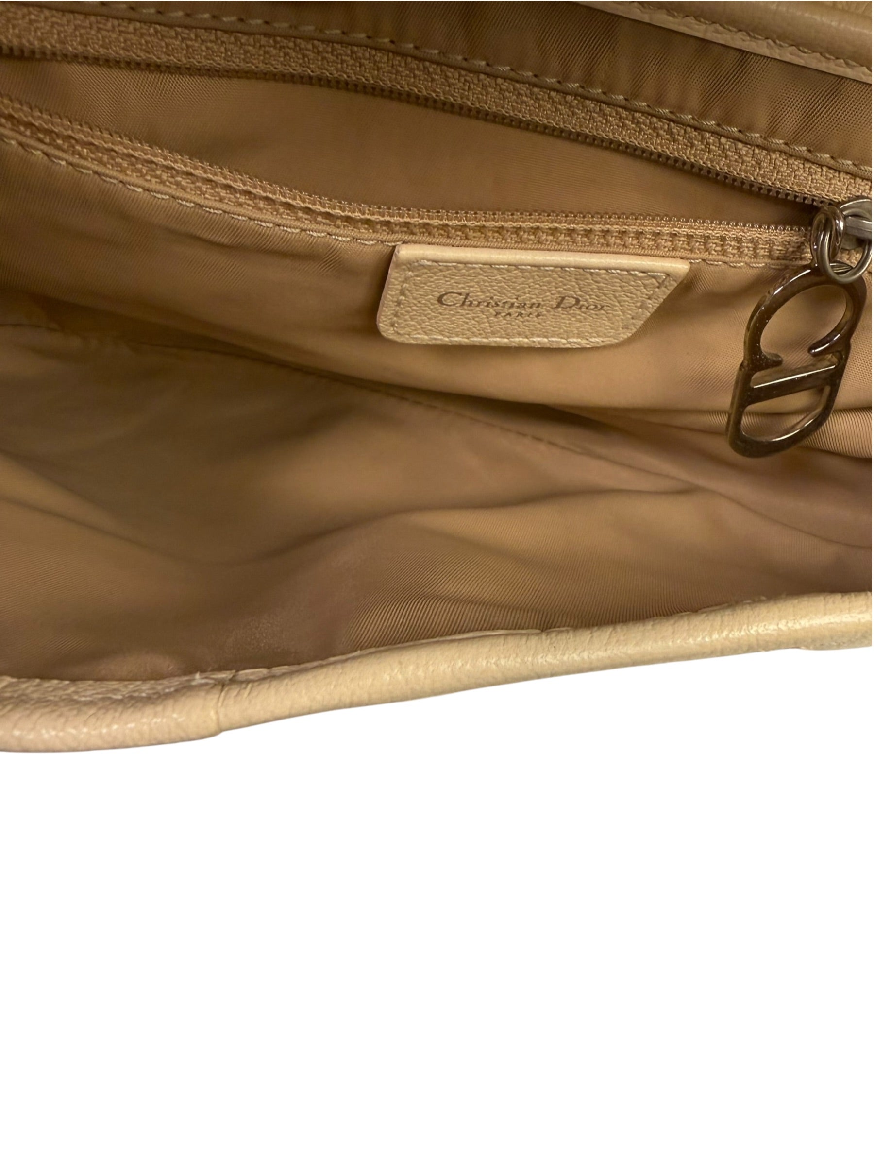Christian Dior Cream Leather Saddle Shoulder Bag