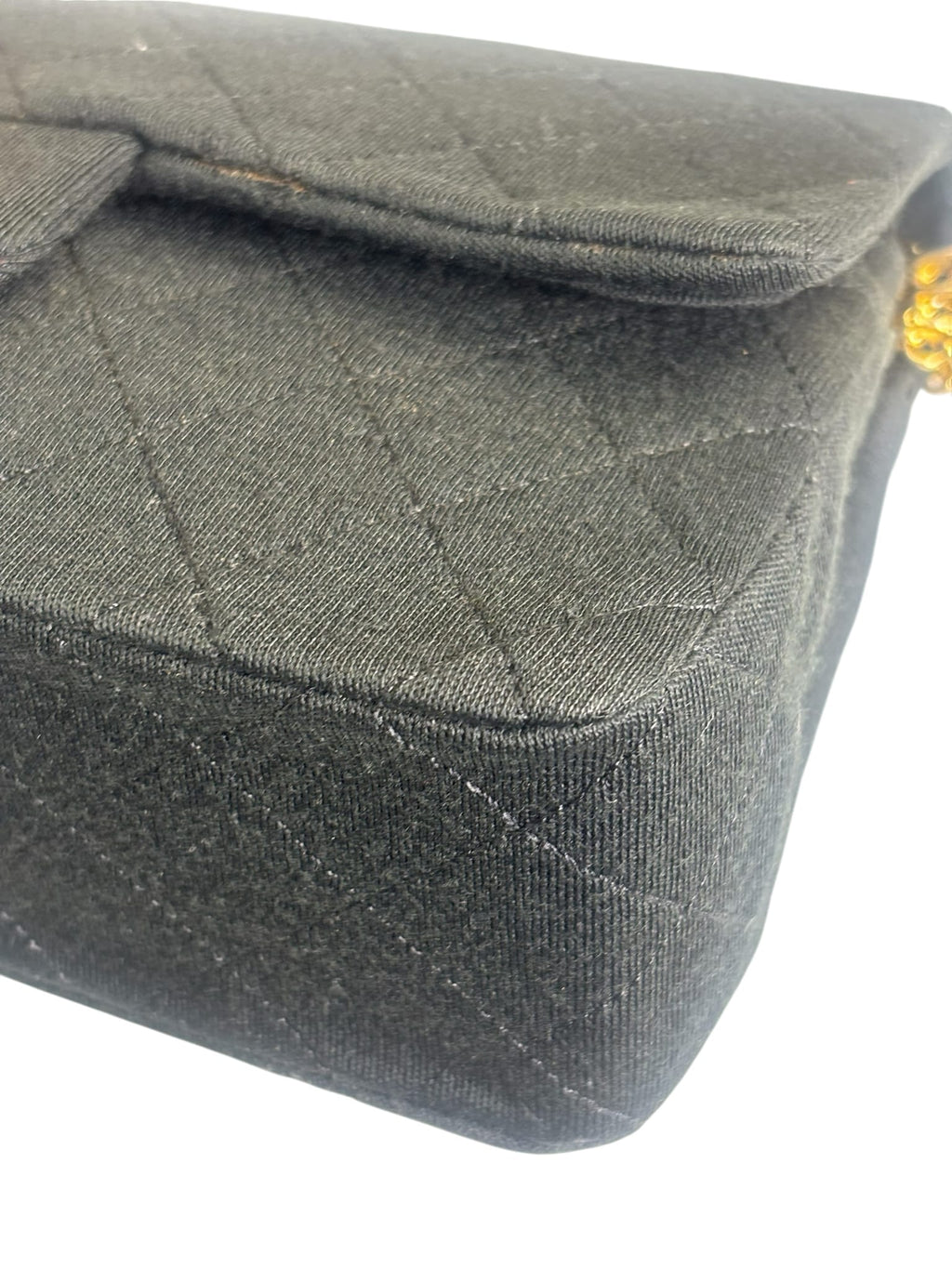 Chanel Vintage Black Quilted Jersey Double Flap Bag 1986