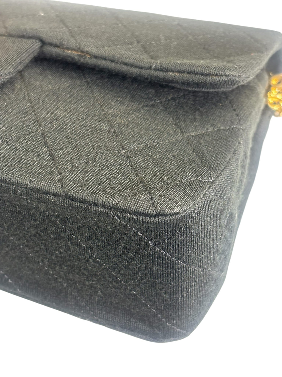 Chanel Vintage Black Quilted Jersey Double Flap Bag 1986