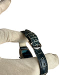 Seiko Quartz Rounded Rectangular Dial Navy Croc Strap