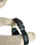 Seiko Quartz Rounded Rectangular Dial Navy Croc Strap