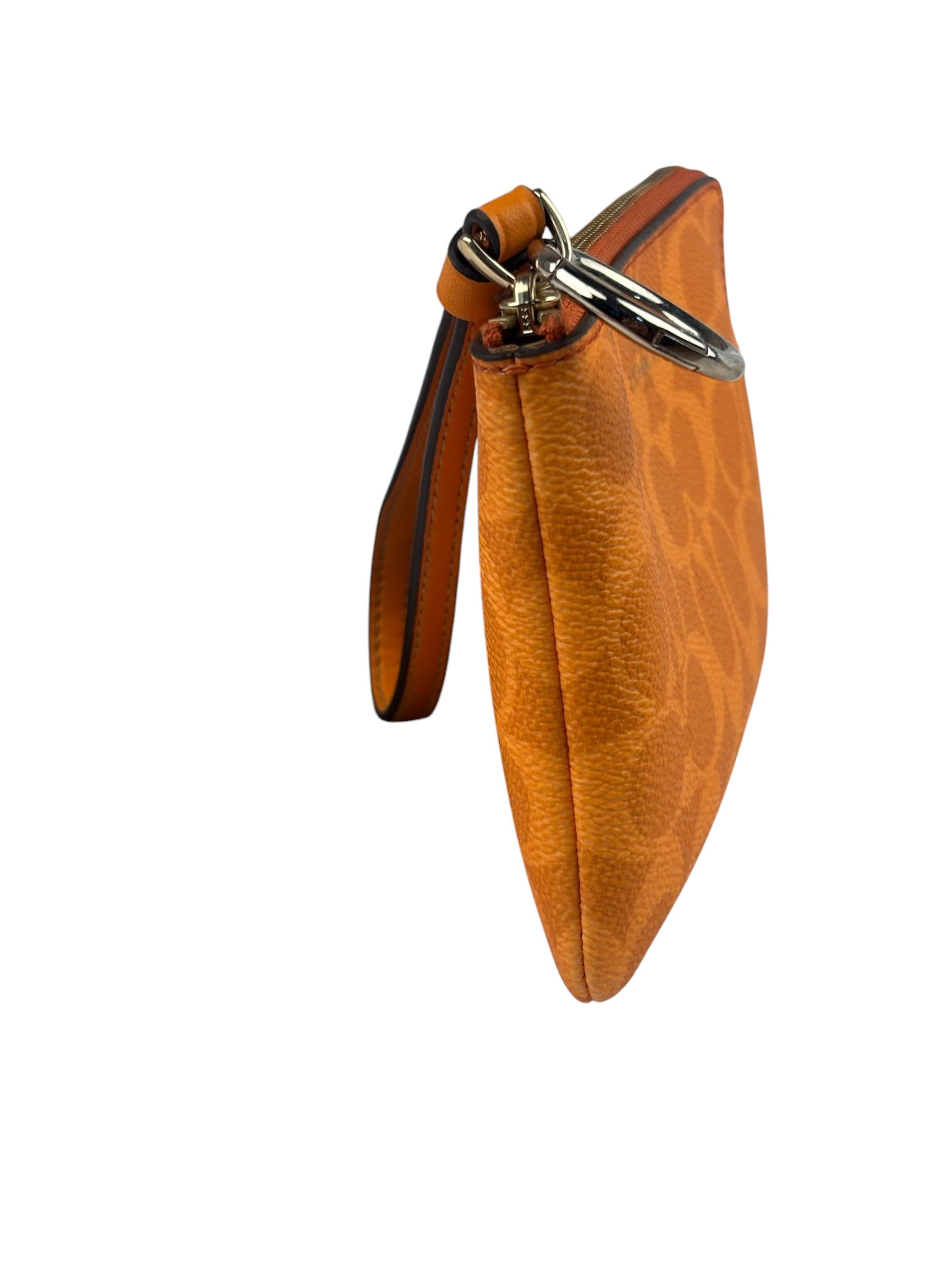Coach Orange Leather Corner Zip Wristlet