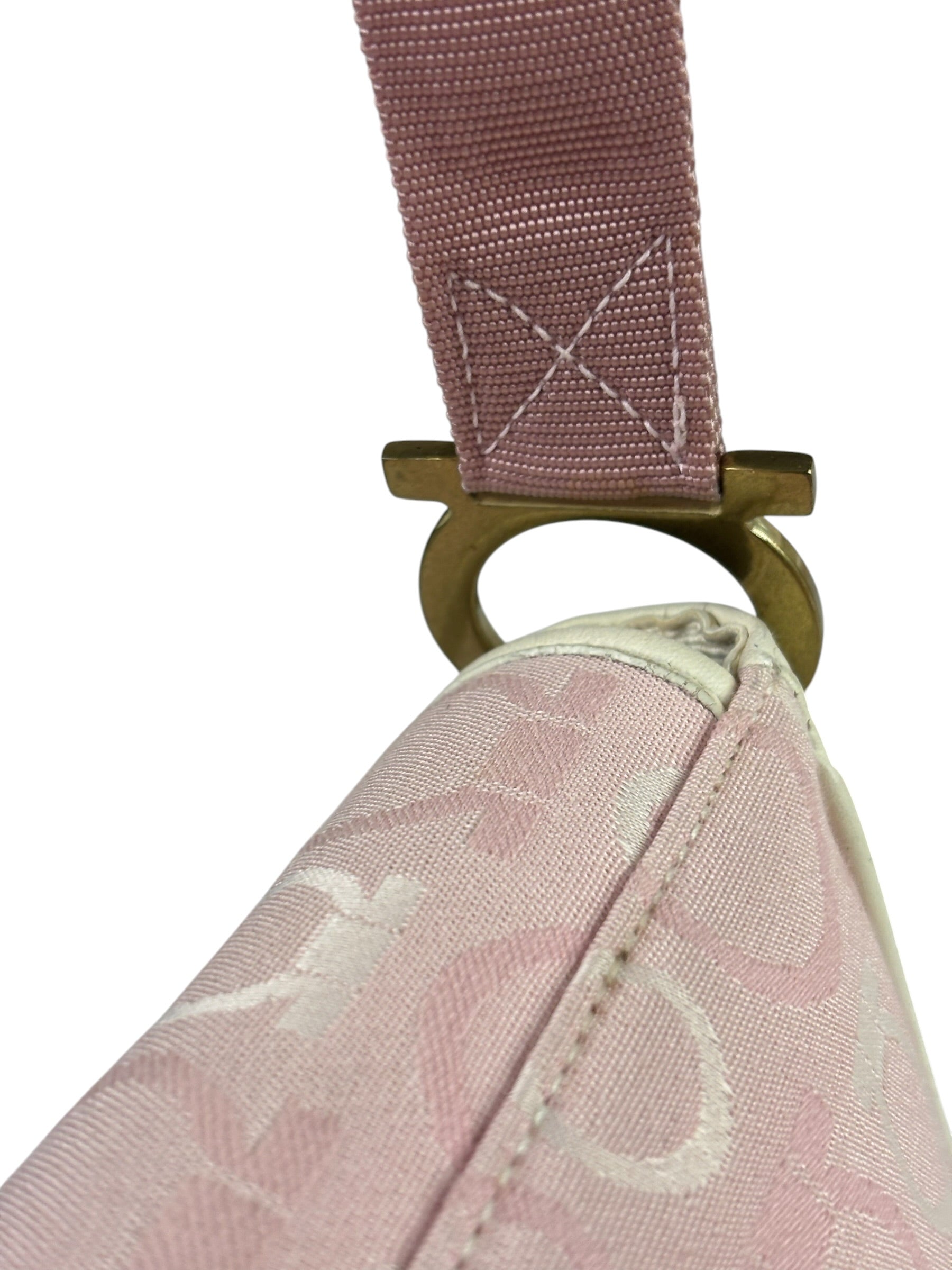 Ferragamo Pink Canvas Gancini Shoulder Bag