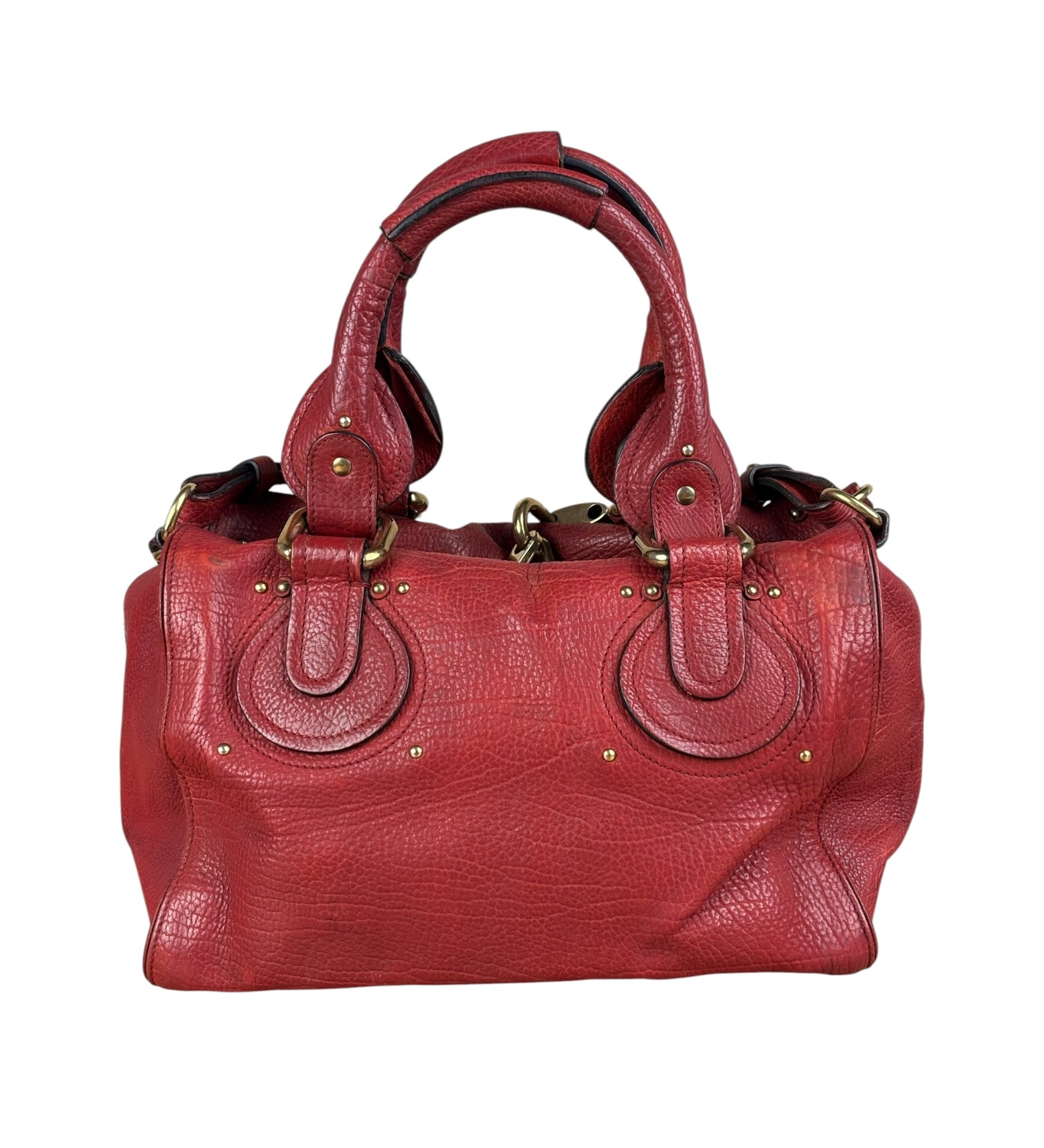 Chloe Red Leather Paddington Medium Satchel Two-Way Bag