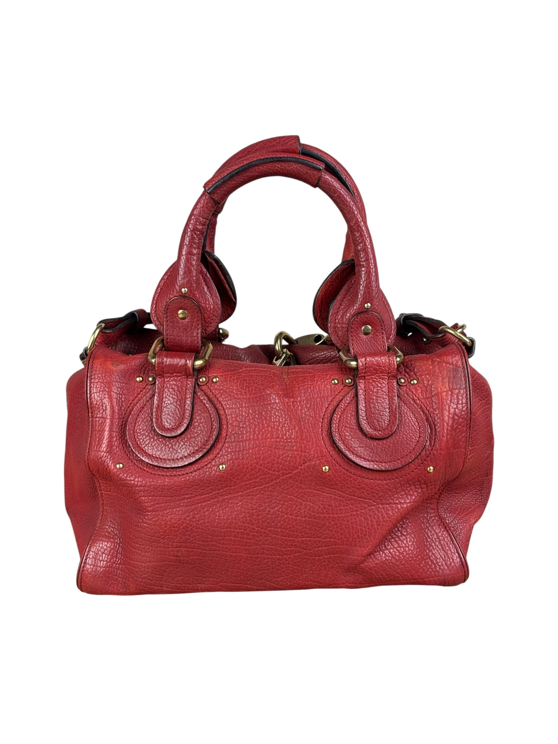 Chloe Red Leather Paddington Medium Satchel Two-Way Bag