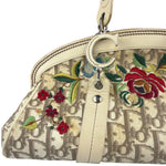 Christian Dior Vintage Monogram Flower Frame Satchel Hand Bag