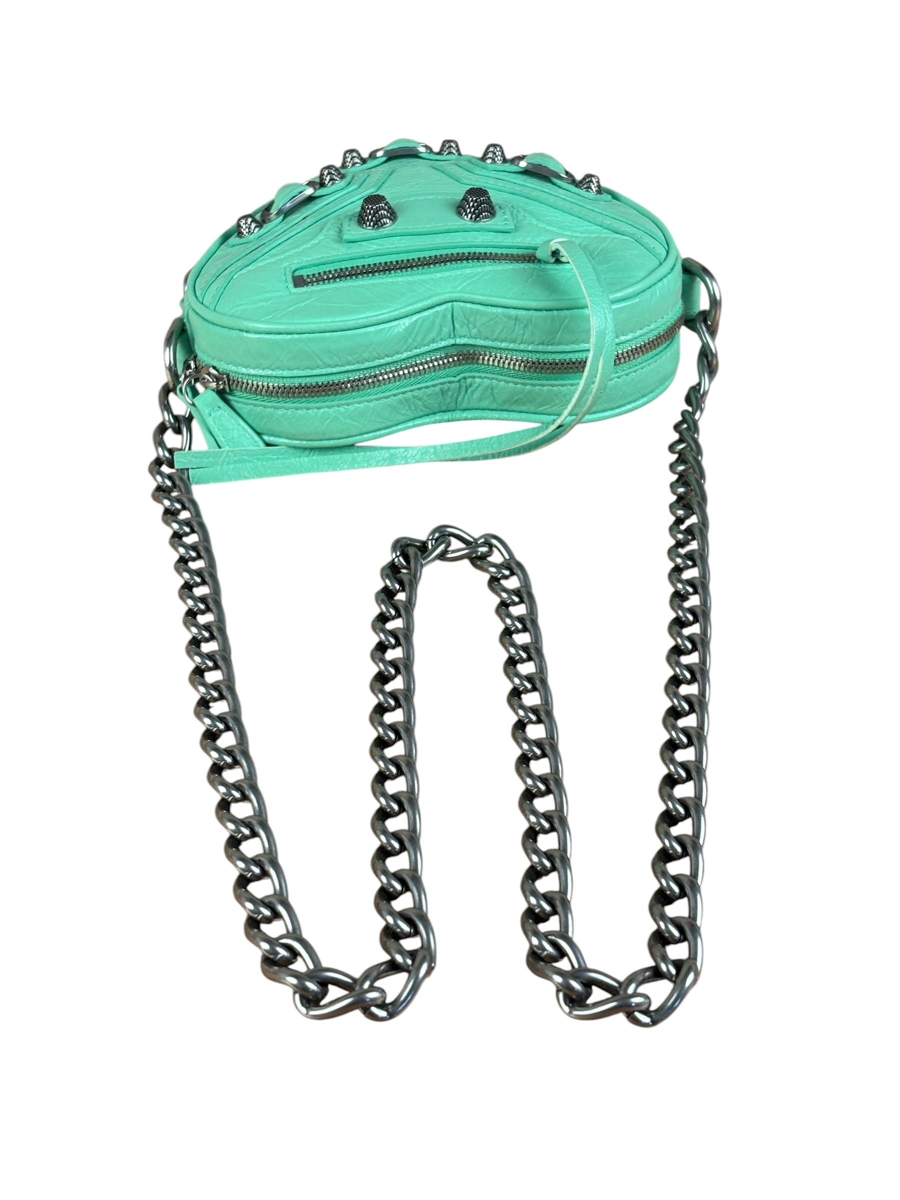 Balenciaga Green Le Cagole Heart Mini Bag