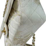 Chanel White Denim/Leather Trim Greek Collection Flower Double Flap Bag 2018