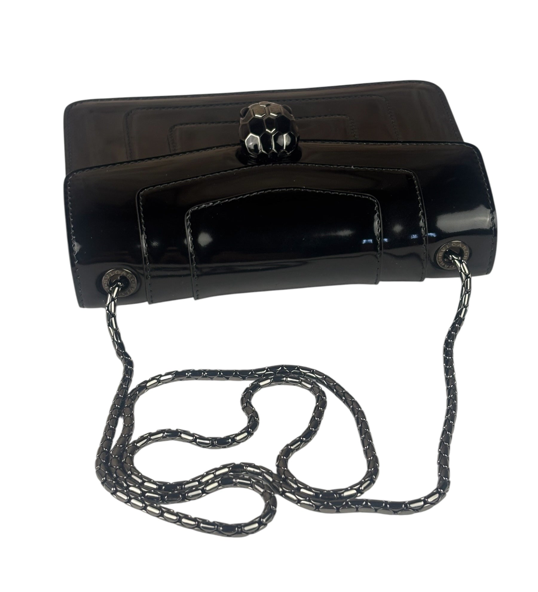 Bvlgari Black Patent Leather Small Serpenti Crossbody Bag
