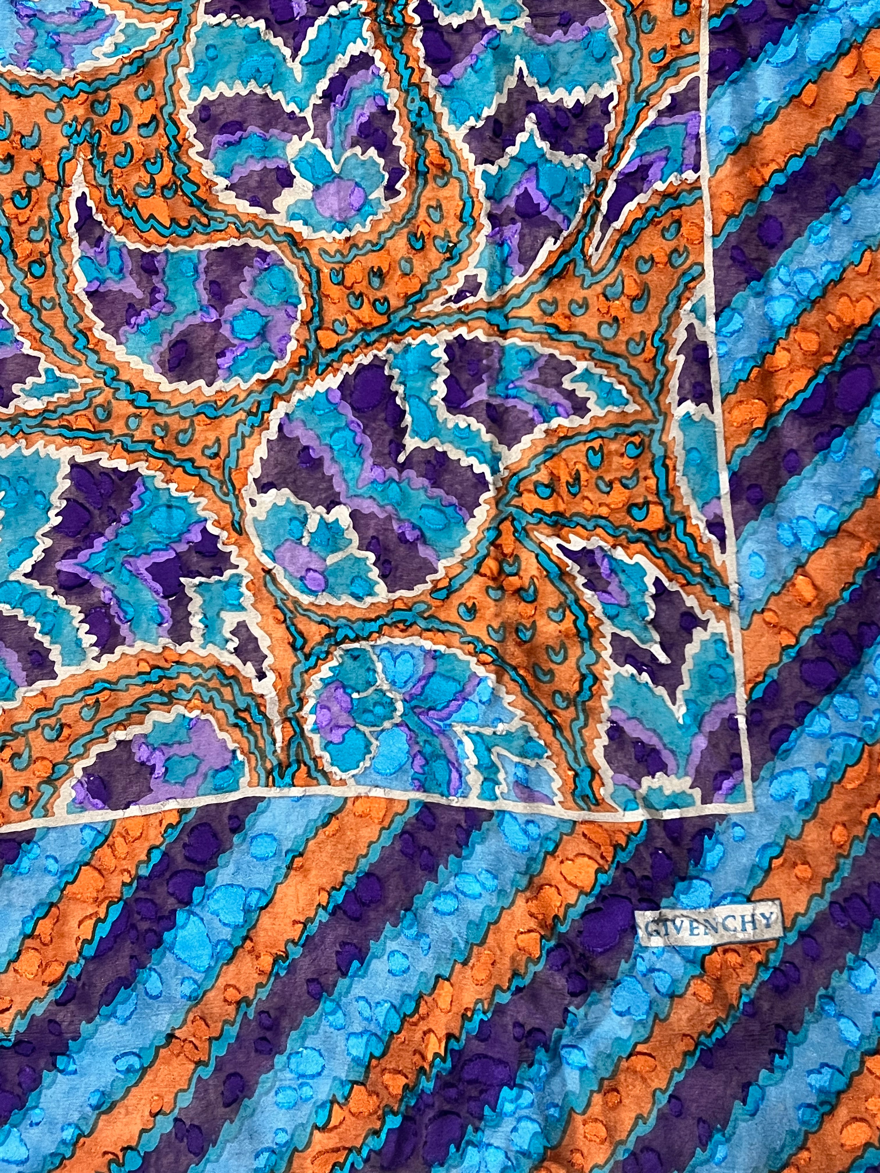 Givenchy Dark Multi Striped Shear Silk Scarf