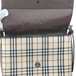 Burberry Vintage Leather Trim House Check Crossbody Flap Bag