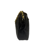 Chanel Vintage Black Leather Mademoiselle Vertical Quilted Shoulder Bag 1990's