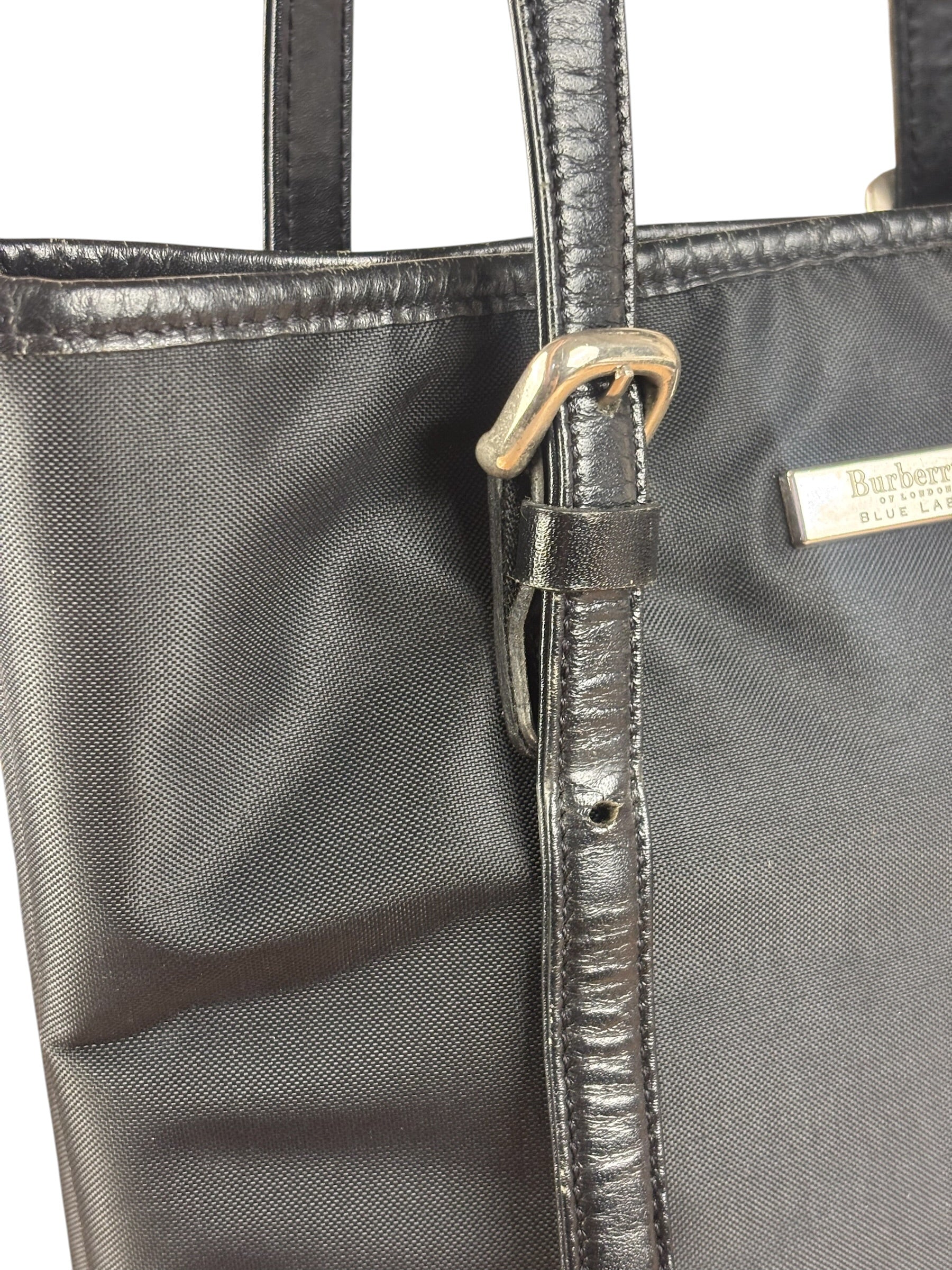 Burberry Vintage Blue Label Nylon Bucket Tote Bag