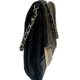 Chanel Black Patent Chocolate Bar Quilted Flap Shoulder Bag 2001