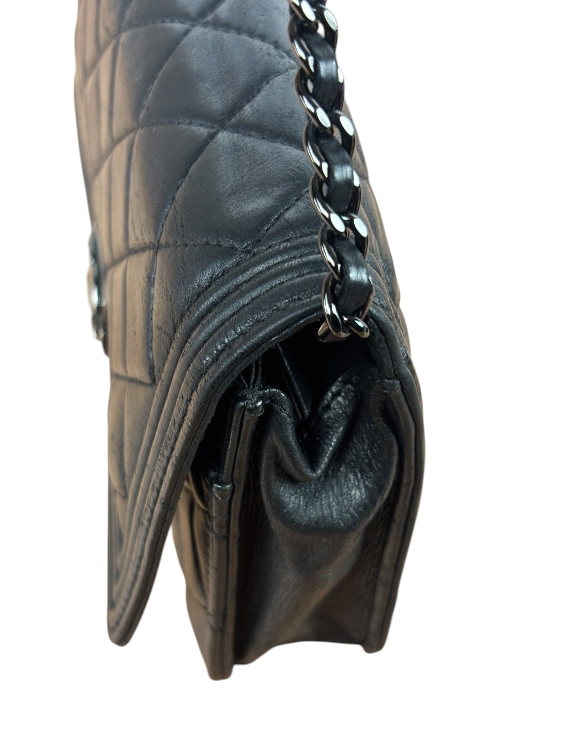 Chanel Black Quilted Lambskin Boy Flap Wallet On Chain 2014
