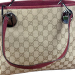 Gucci Vintage GG Canvas Pink Trim Shoulder Bag