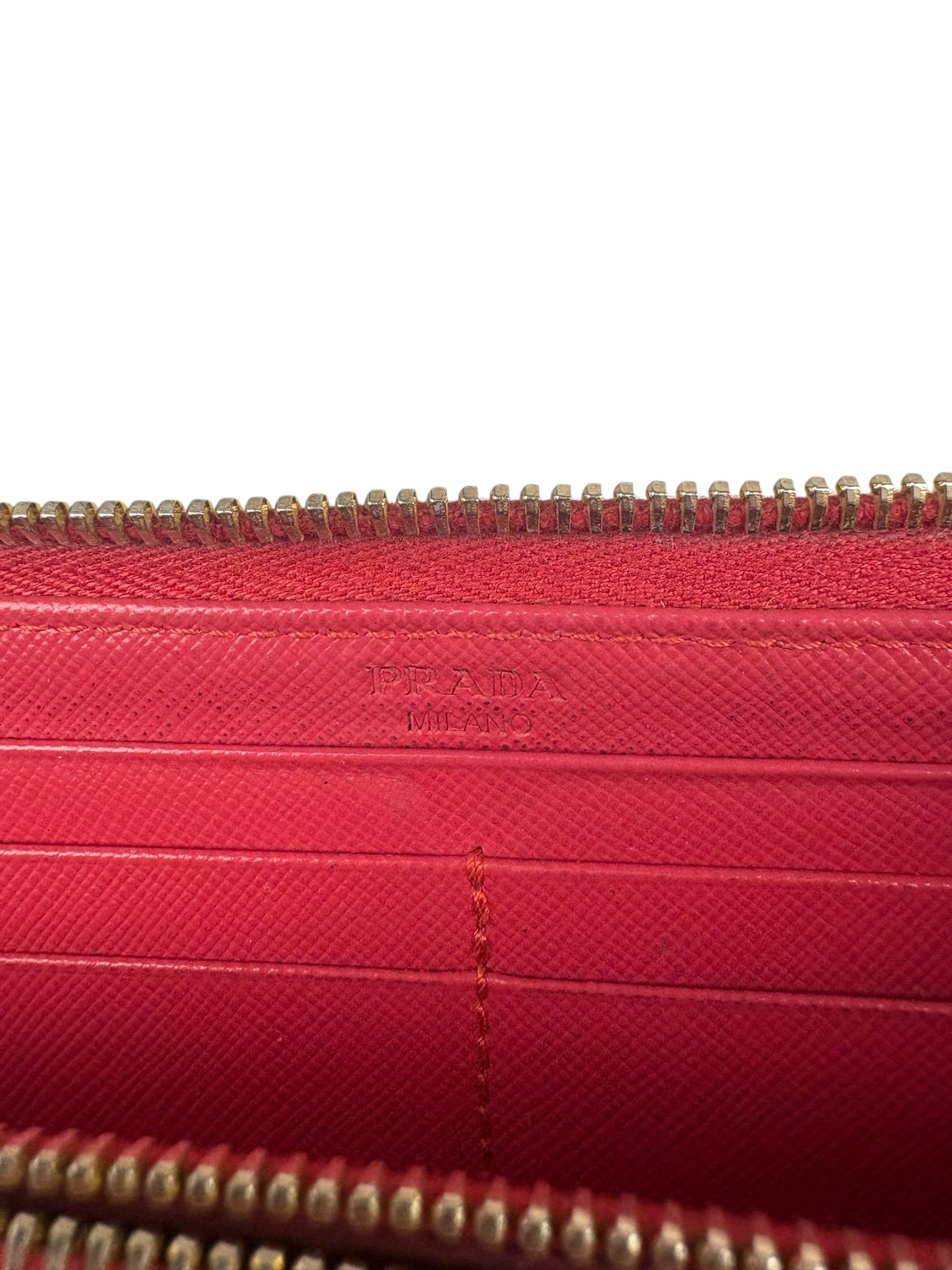 Prada Vintage Pink Saffiano Leather Long Wallet