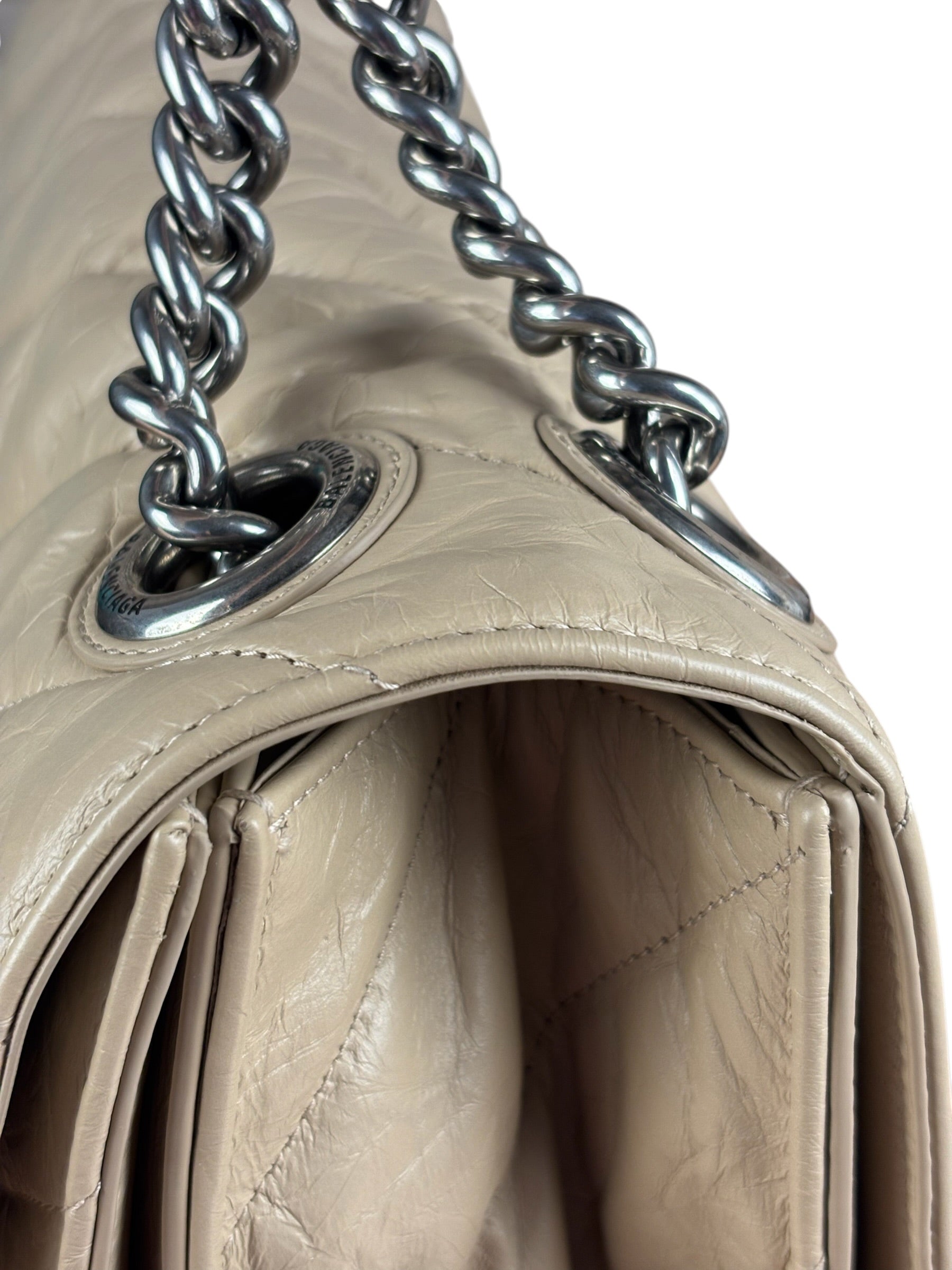 Balenciaga Beige Calfskin Crush Chain Bag