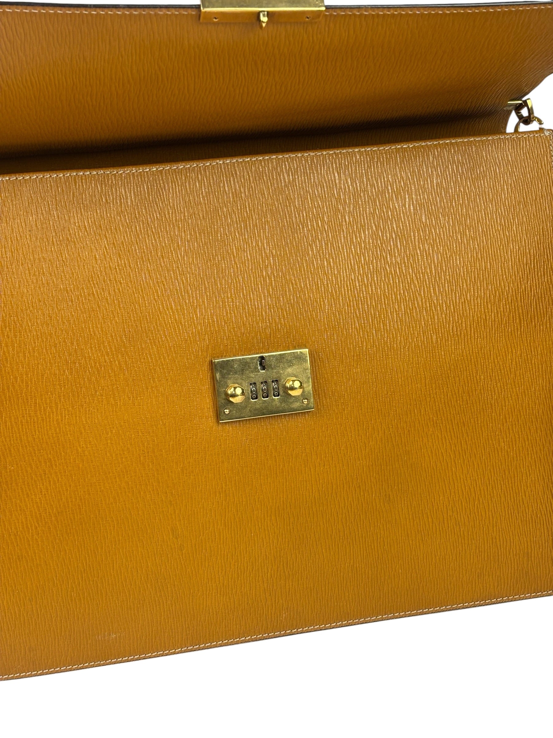 Salvatote Ferragamo Brown Leather Flap Briefcase