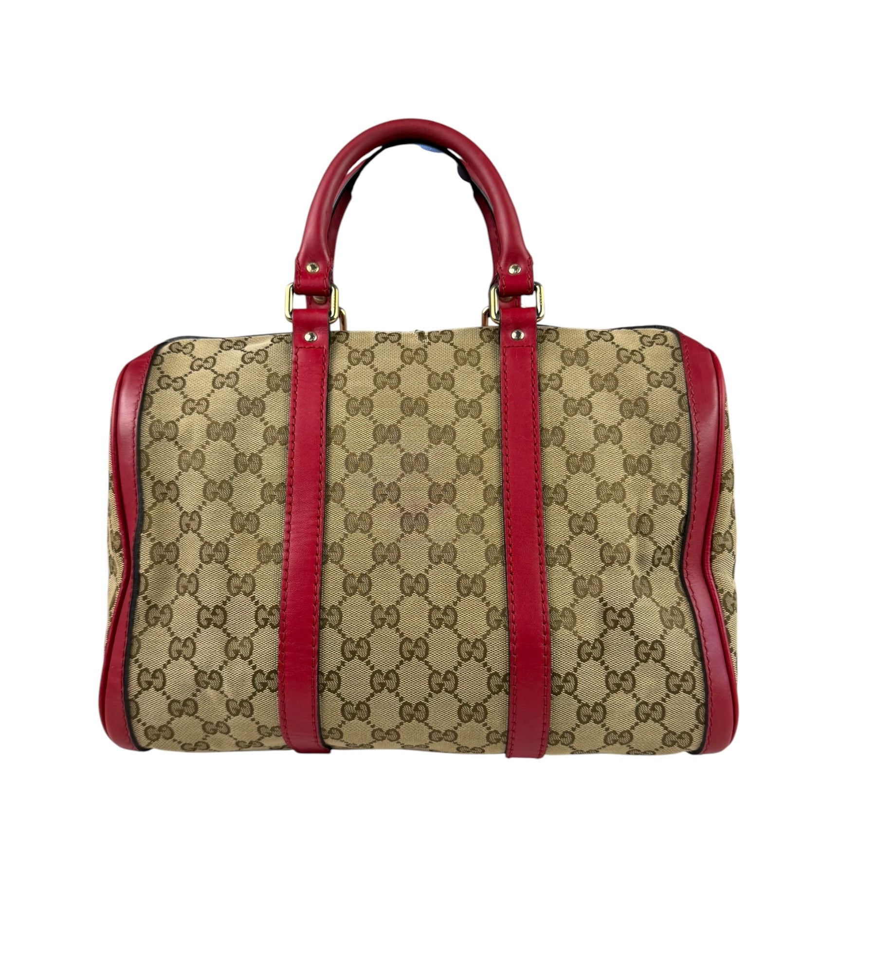 Gucci Beige/Red Leather GG Joy Boston Two-Way Bag