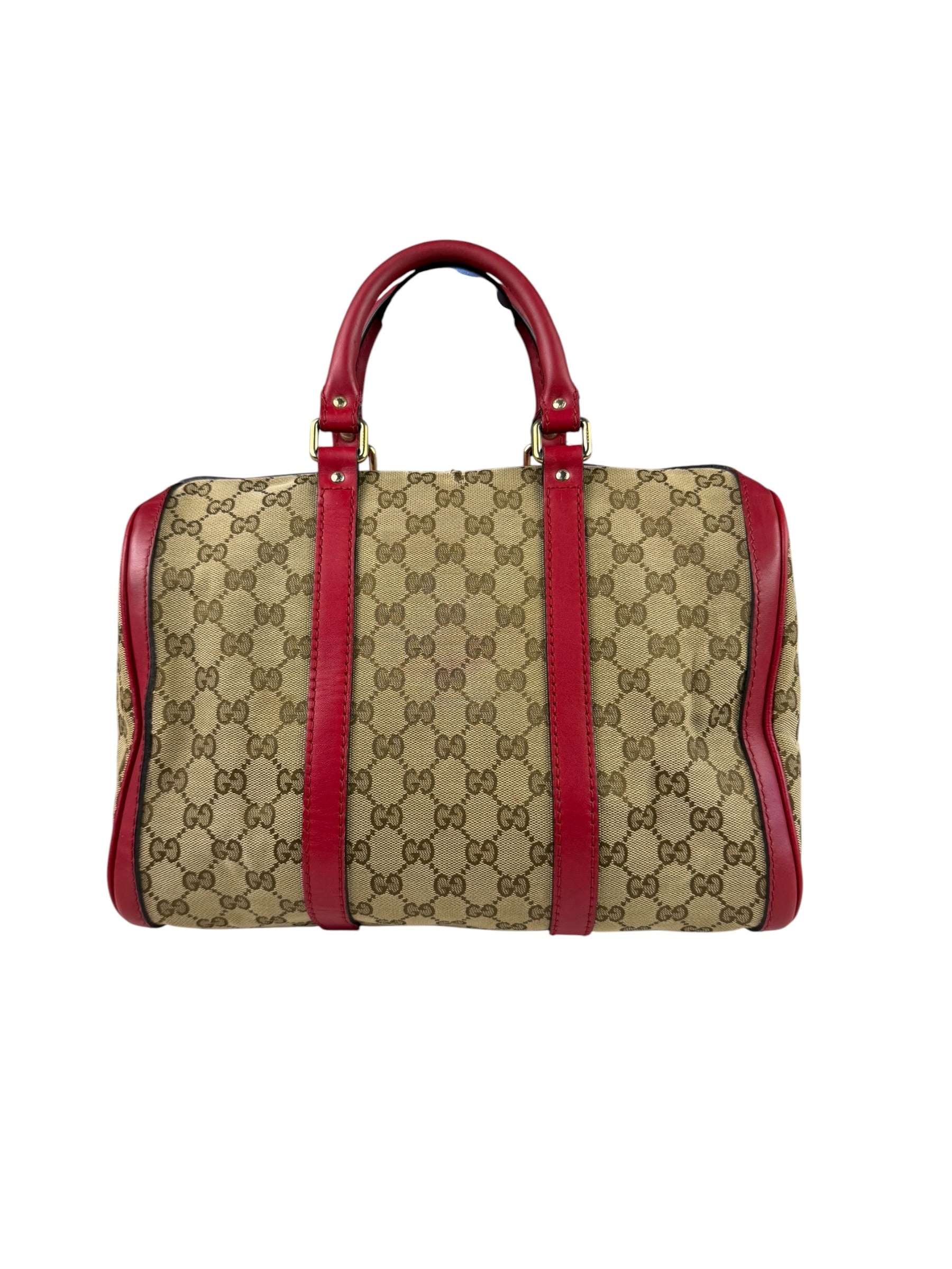 Gucci Beige/Red Leather GG Joy Boston Two-Way Bag